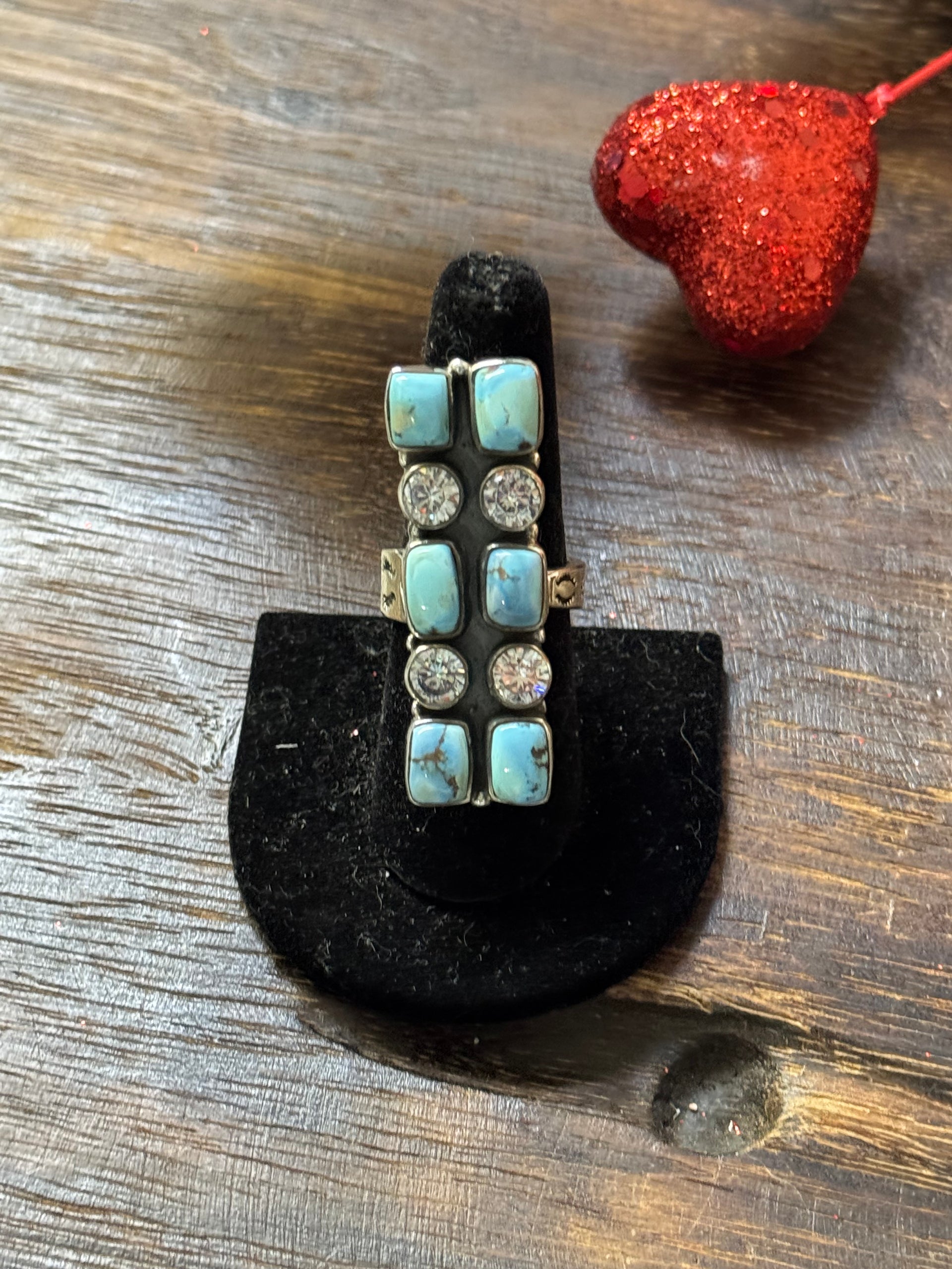 Southwest Handmade Multi Stone & Sterling Silver Adjustable Cluster Ring