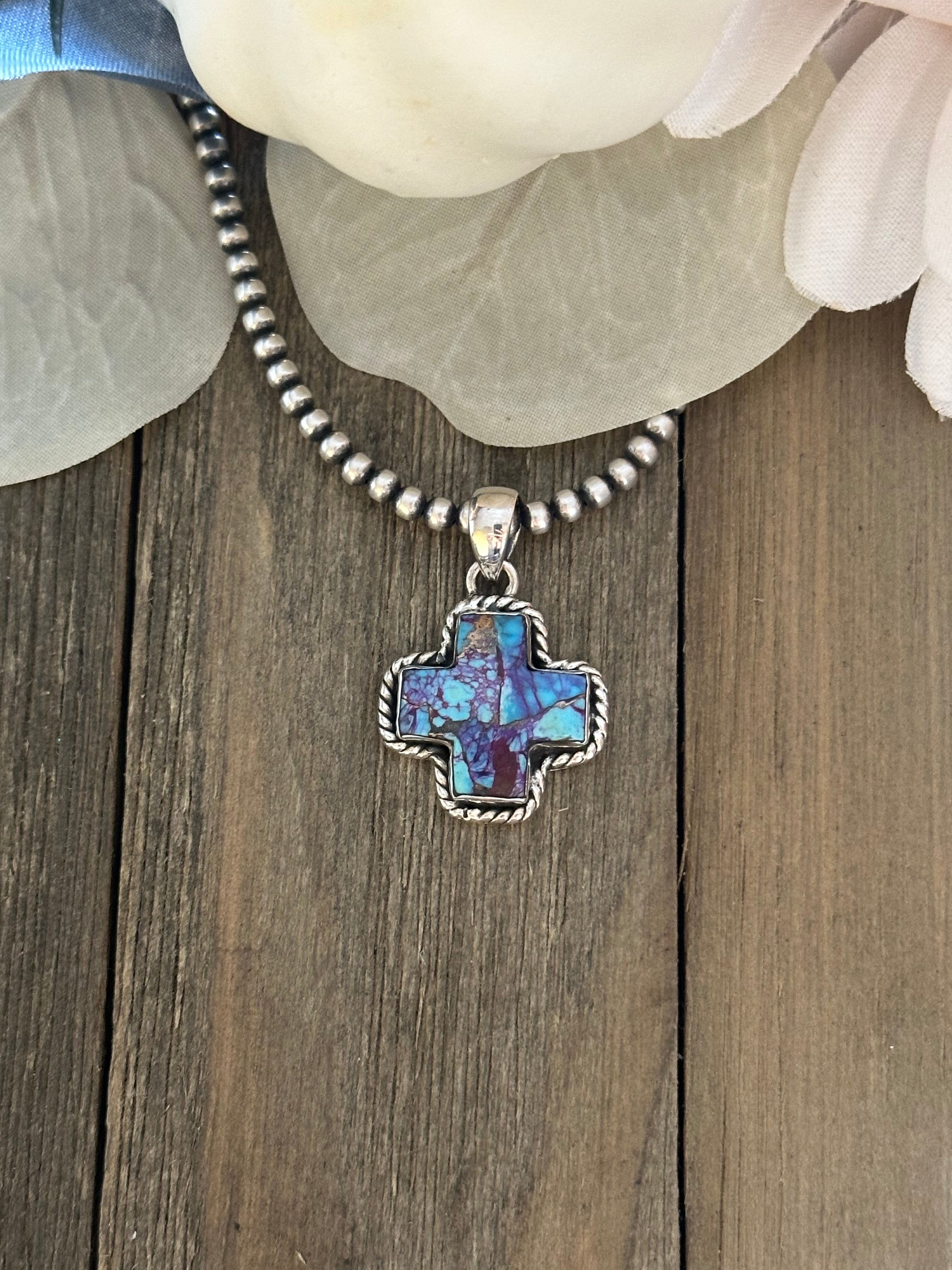 Southwest Handmade Mohave Turquoise & Sterling Silver Pendant