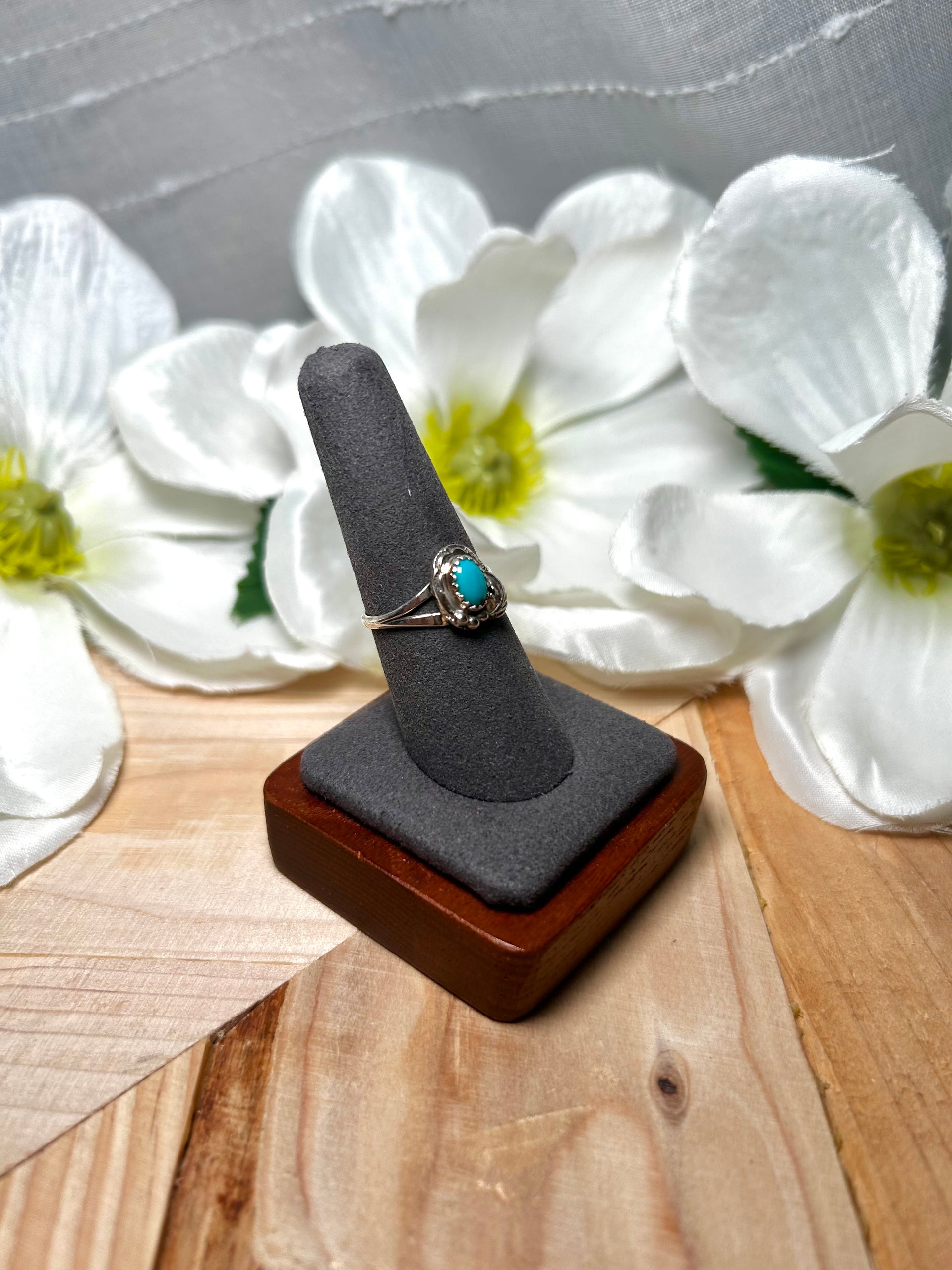 Navajo Made Kingman Turquoise & Sterling Silver Ring