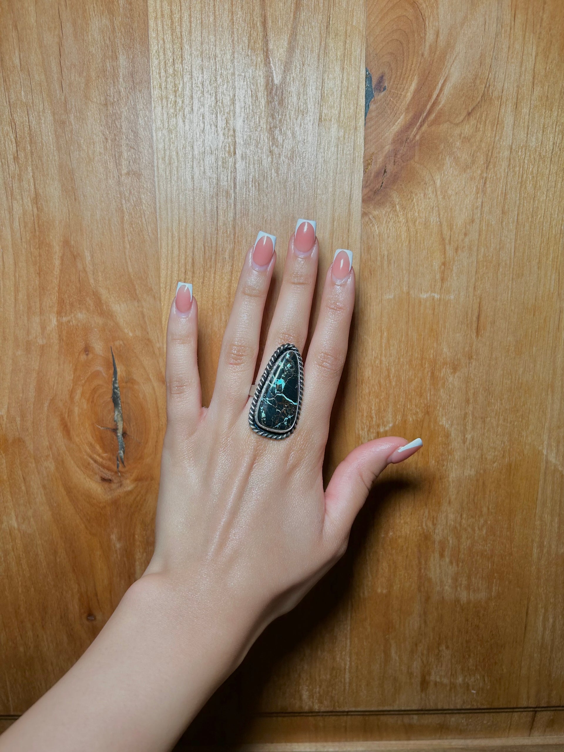 Jameson Garcia Black Jack Turquoise & Sterling Silver Ring Size 9.5