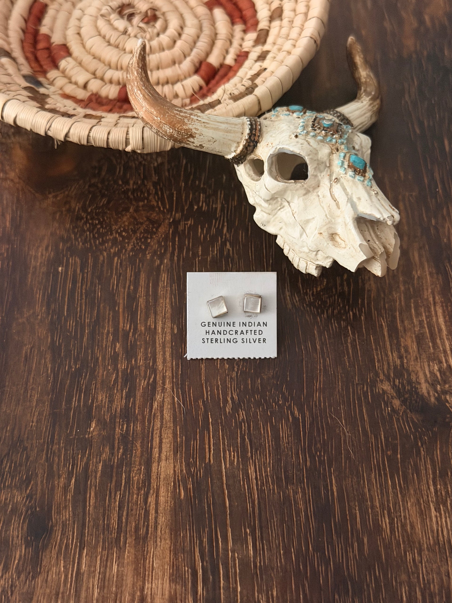 Navajo Made Mother of Pearl & Sterling Silver Post Earrings