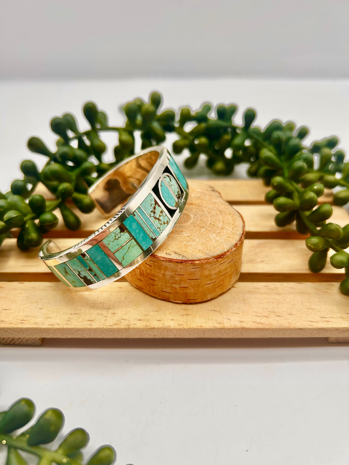 Navajo Made Mine 8 Turquoise & Sterling Silver Cuff Bracelet