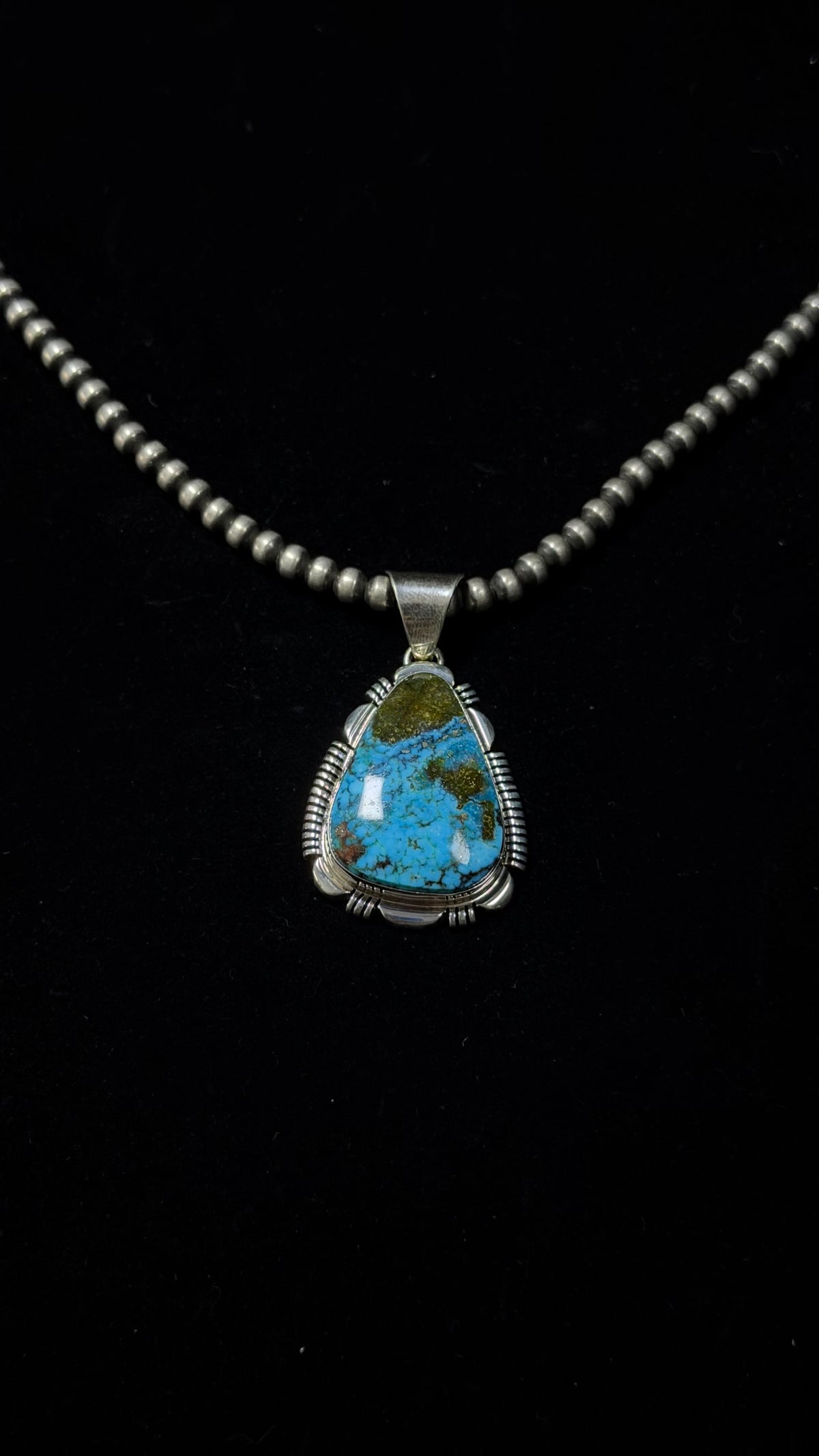 Rick Tolino High Grade Kingman Turquoise & Sterling Silver Pendant