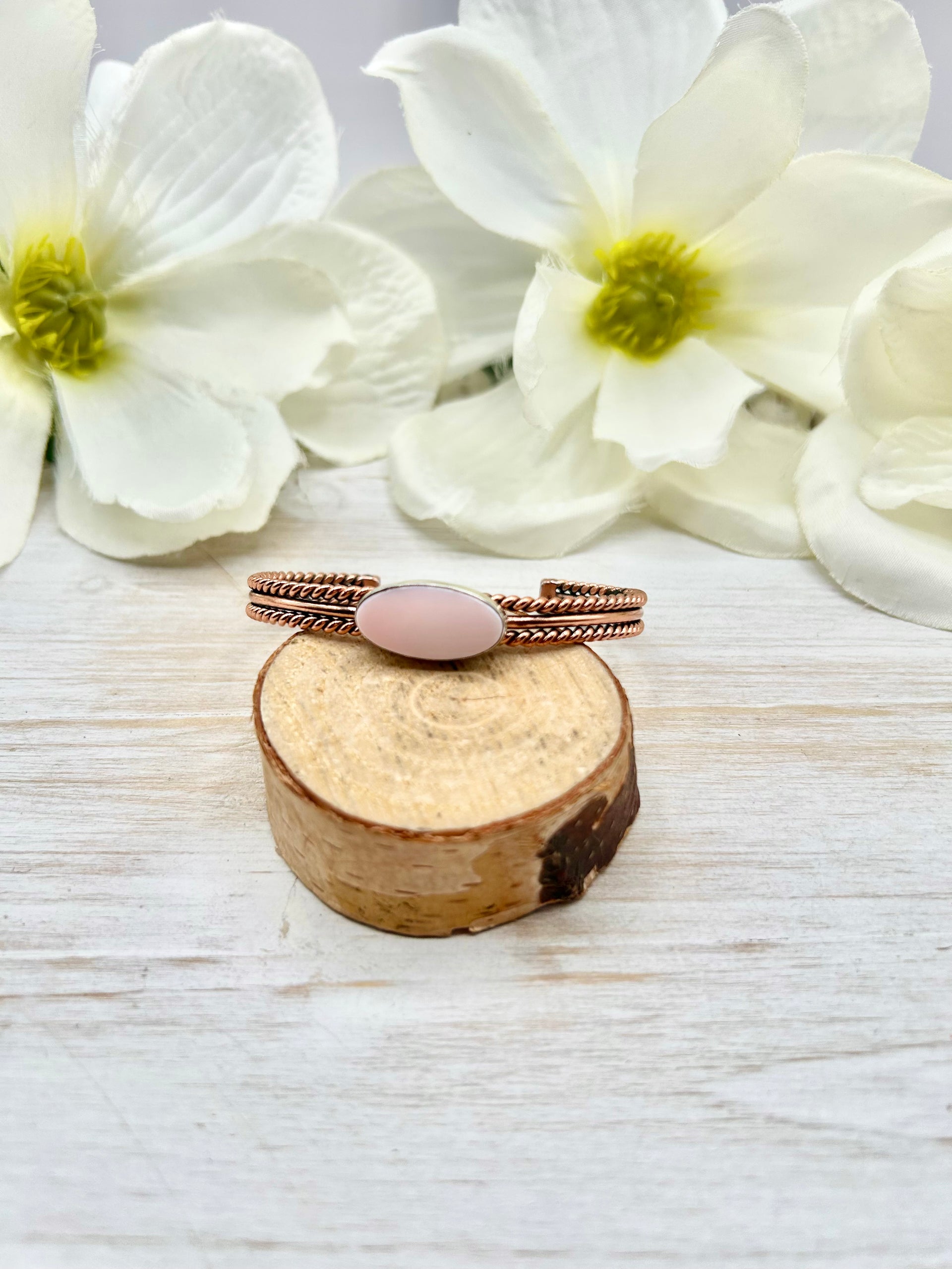 Navajo Made Pink Conch & Copper Cuff Bracelet