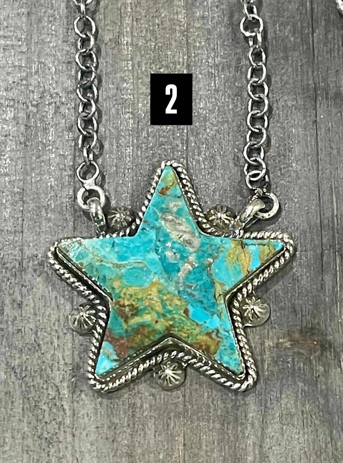 Southwest Handmade Kingman Turquoise & Sterling Silver Star Necklace