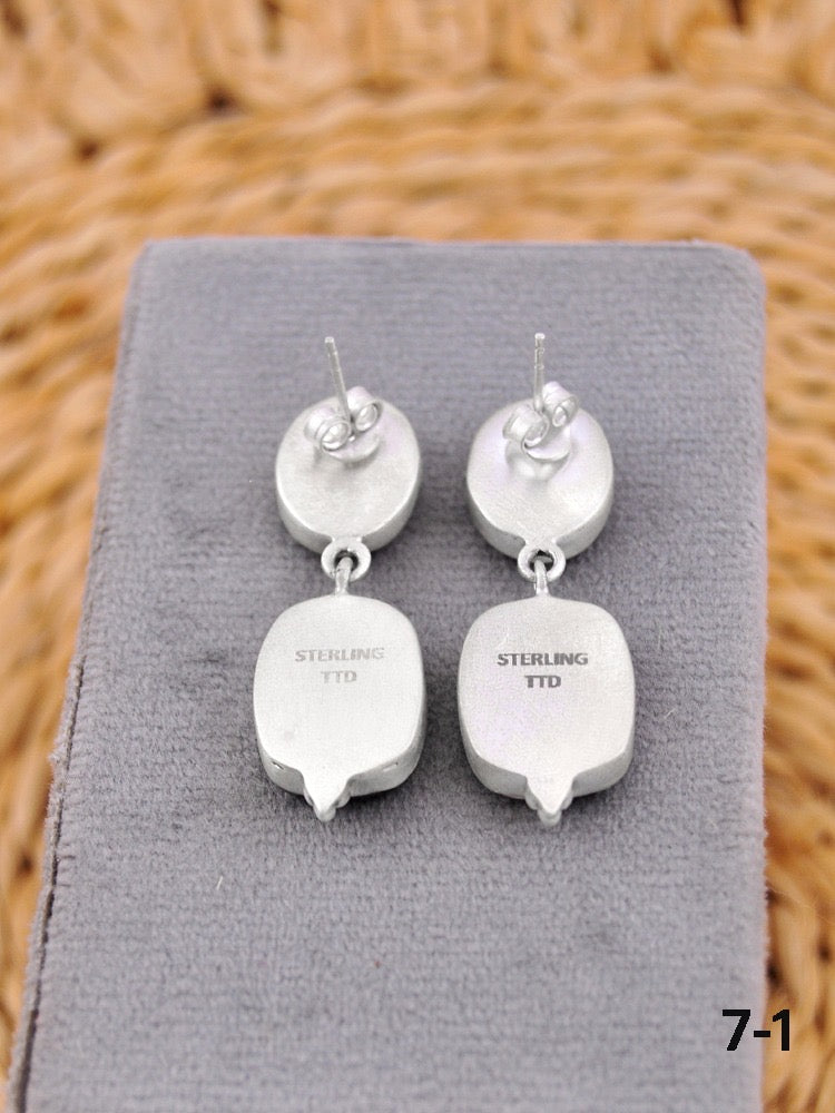 Southwest Made Rose Dahlia & Sterling Silver Dangle Earrings