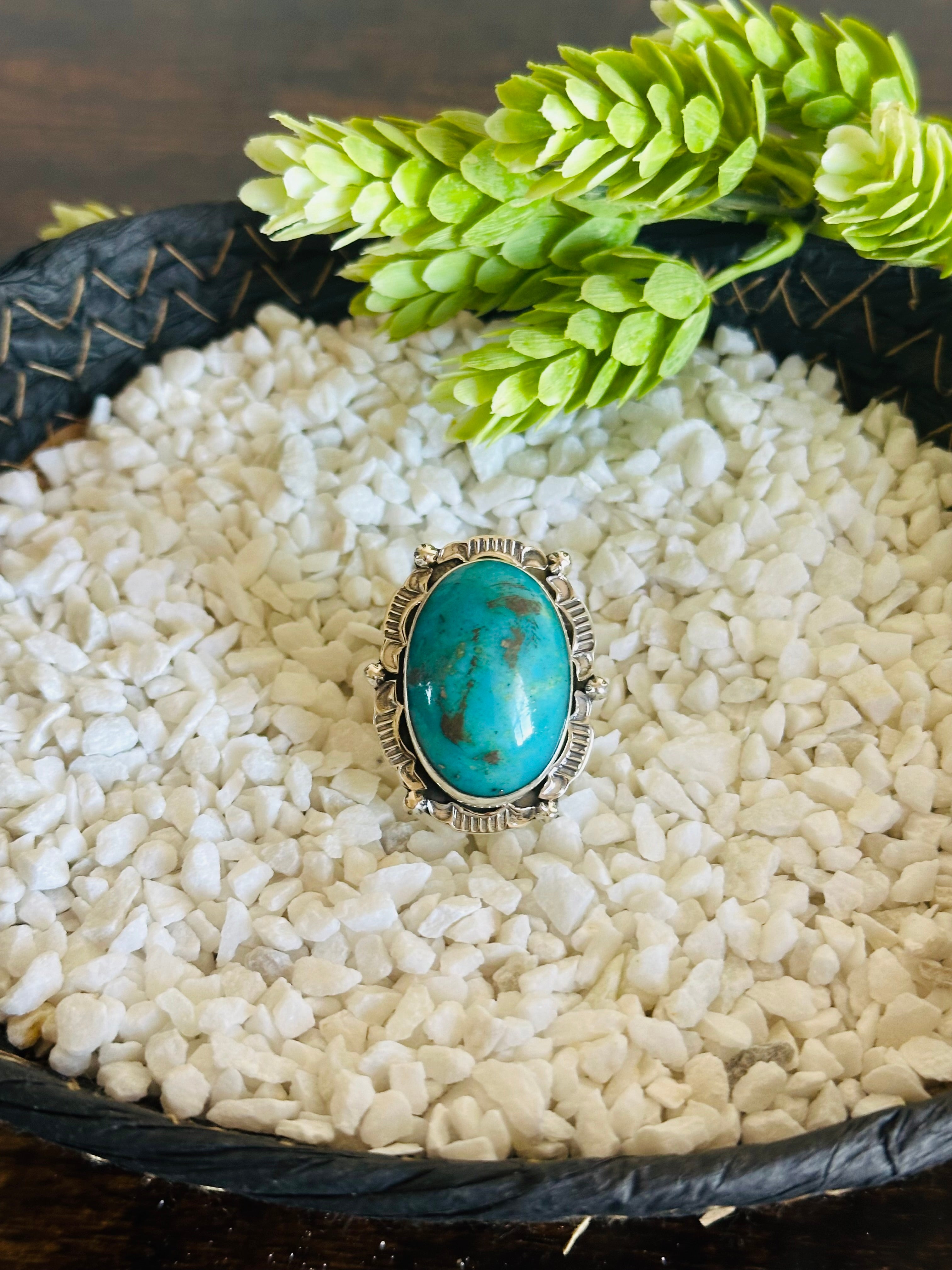 TTD Blue Ridge Turquoise & Sterling Silver Adjustable Ring