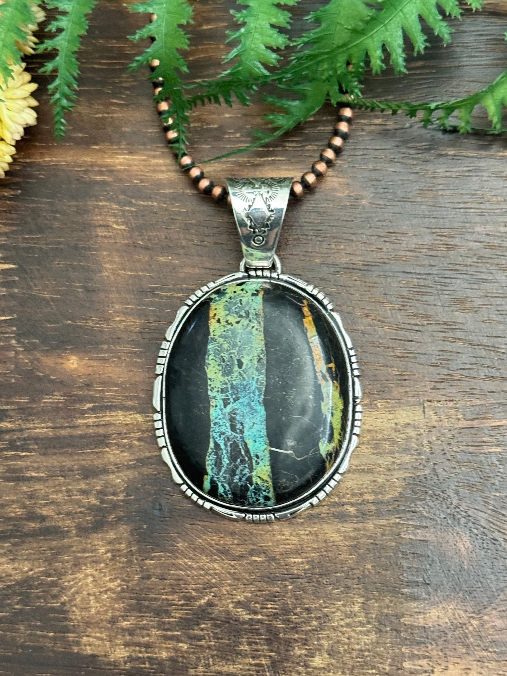 Alex Begay Black Jack Turquoise & Sterling Silver Pendant