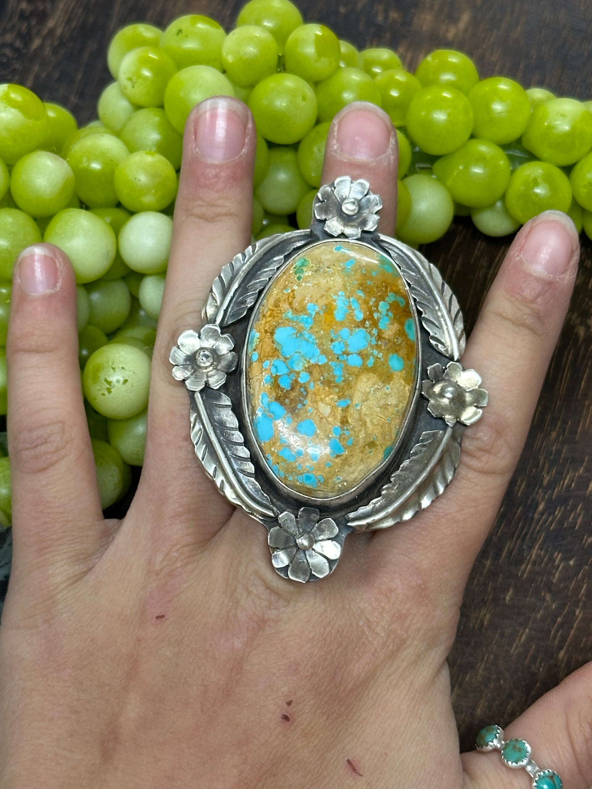 Navajo Made Royston Turquoise and Sterling Silver Ring Size 6.5