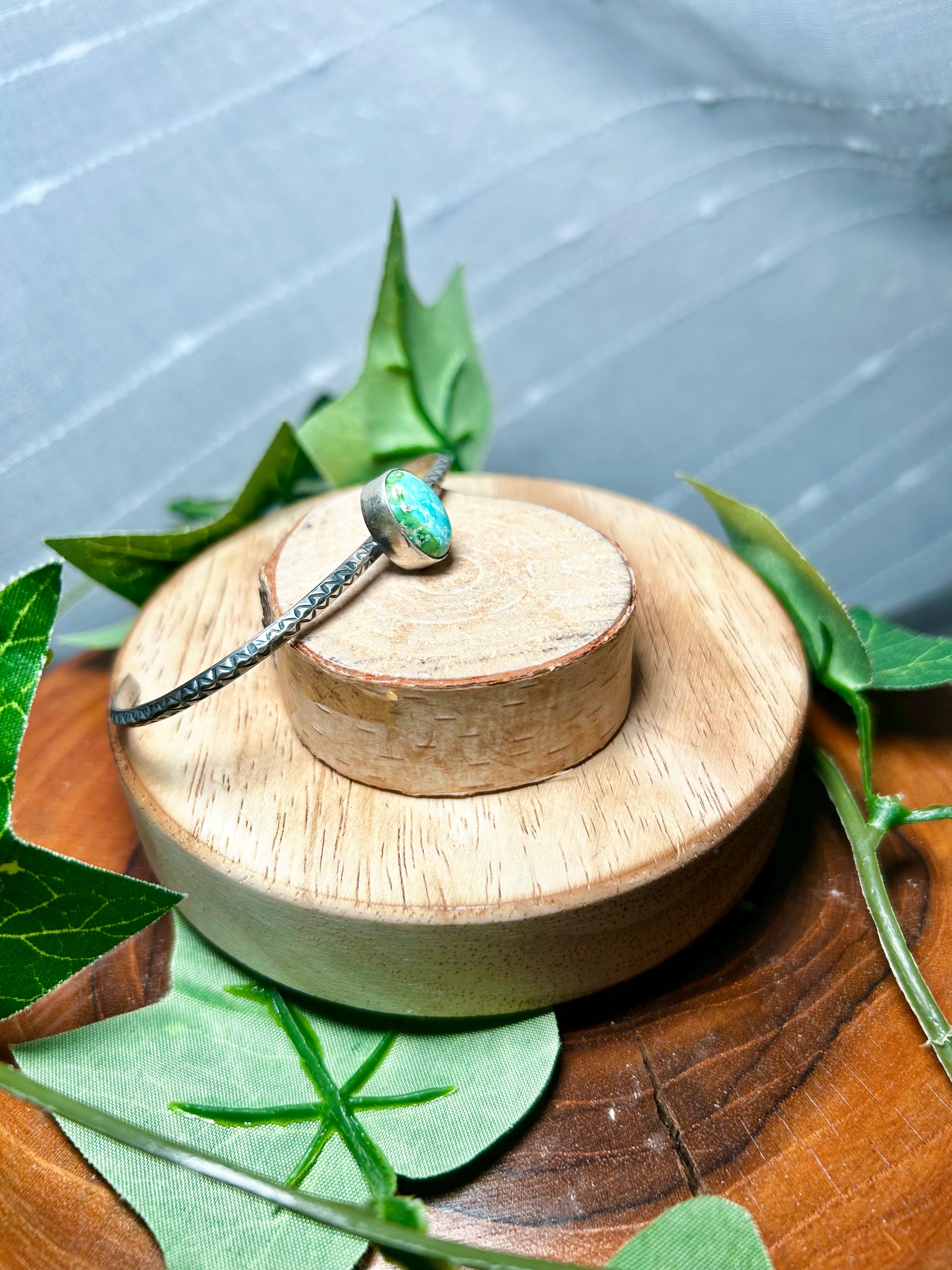 Navajo Made Sonoran Mountain Turquoise & Sterling Silver Cuff Bracelet