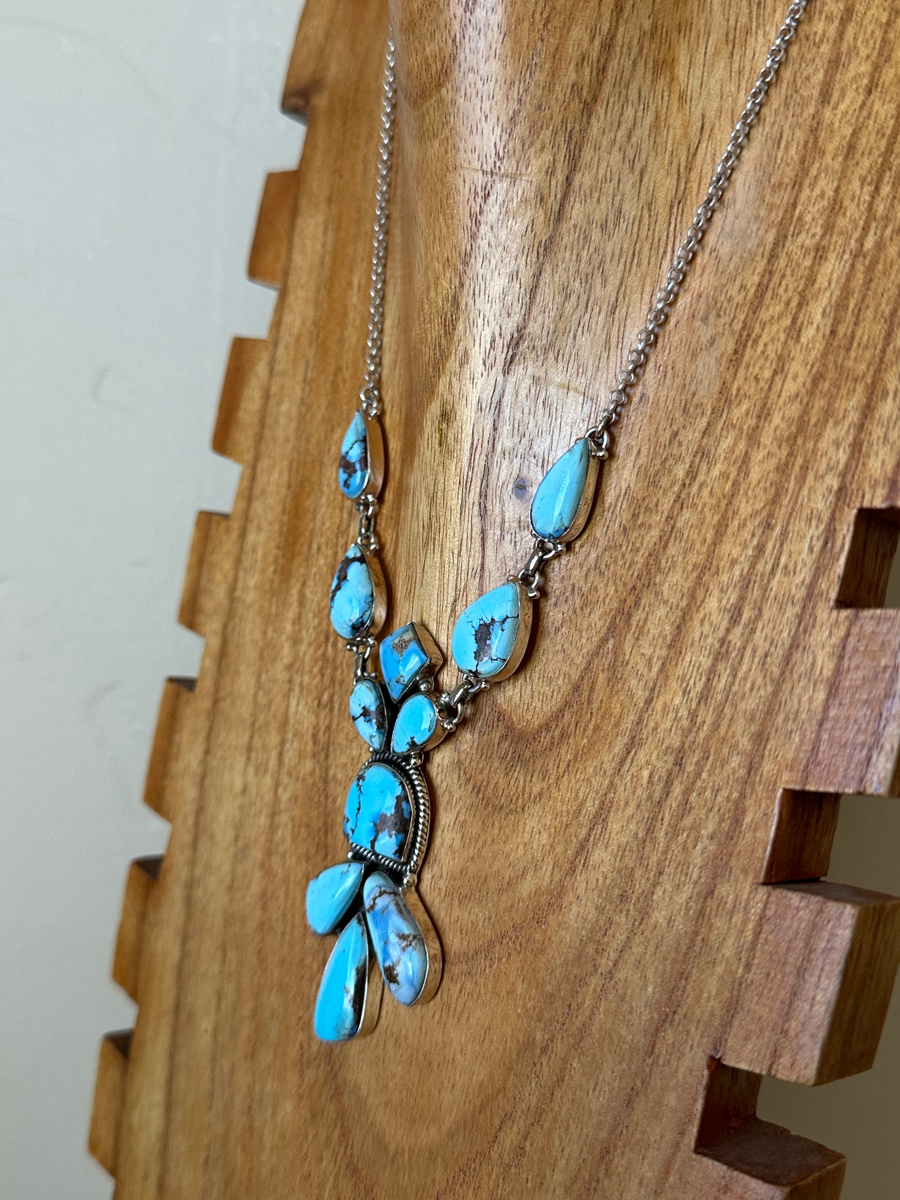 Southwest Handmade Golden Hills Turquoise & Sterling Silver Necklace