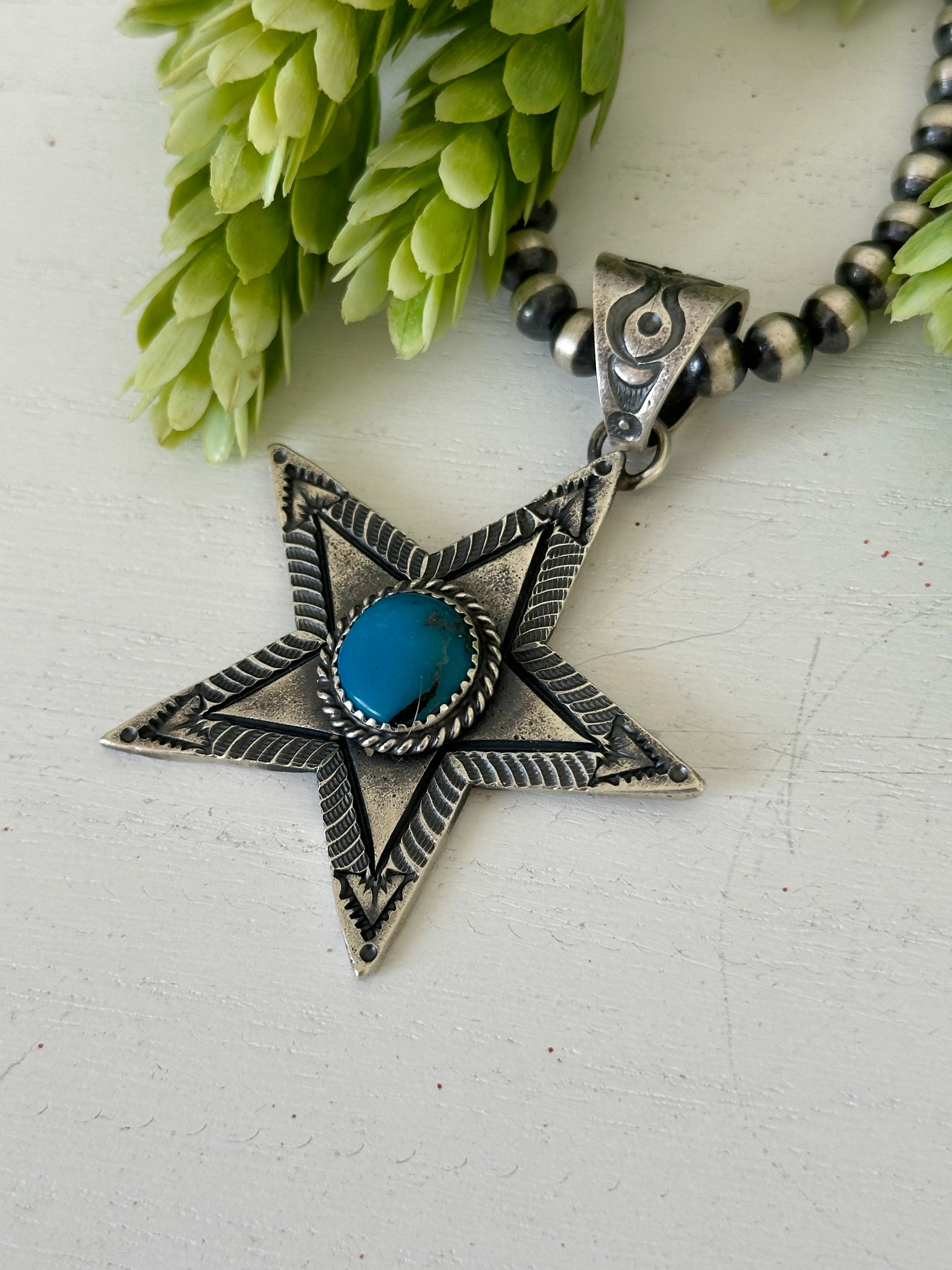 Kevin Billah Kingman Turquoise & Sterling Silver Star Pendant