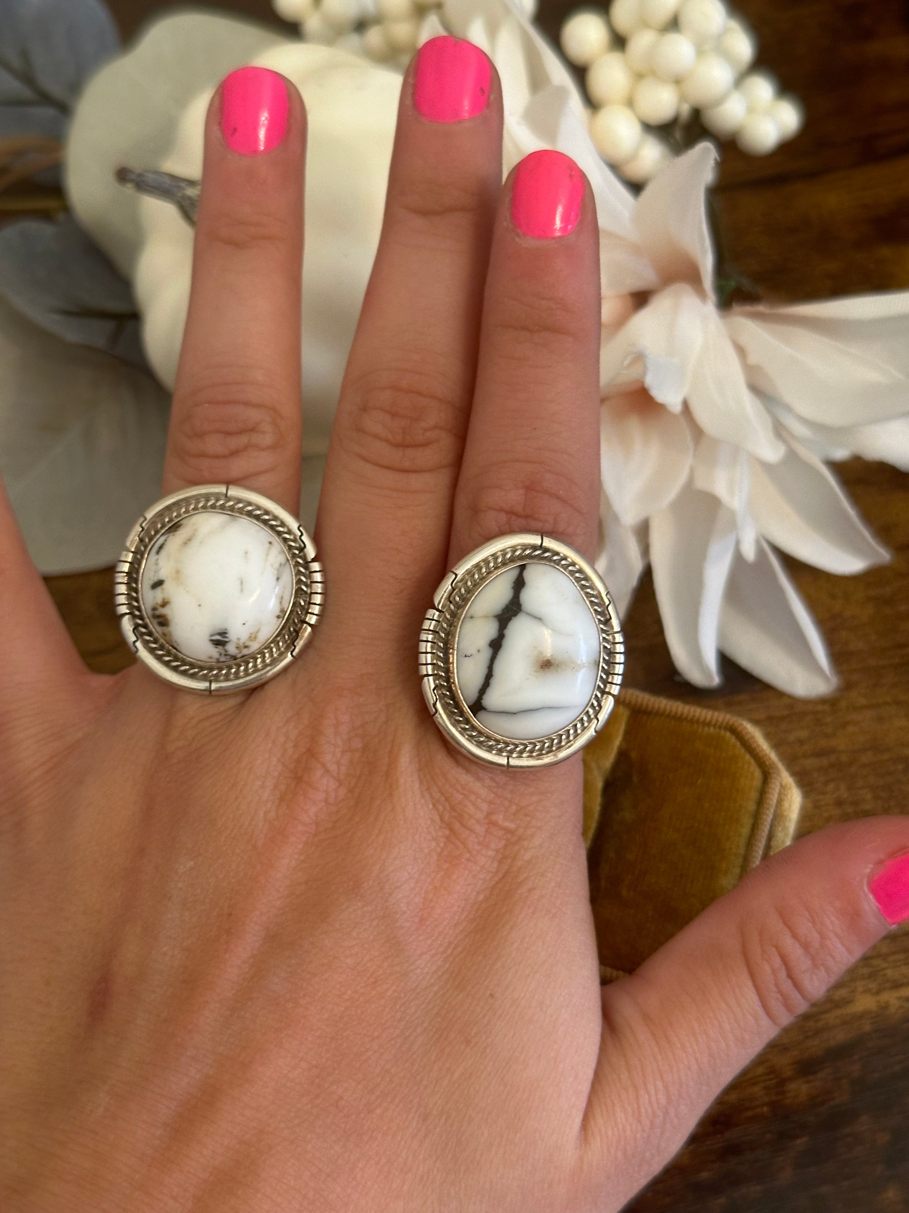 Daive Ring Dave Skeets White Buffalo and Sterling Silver Ring