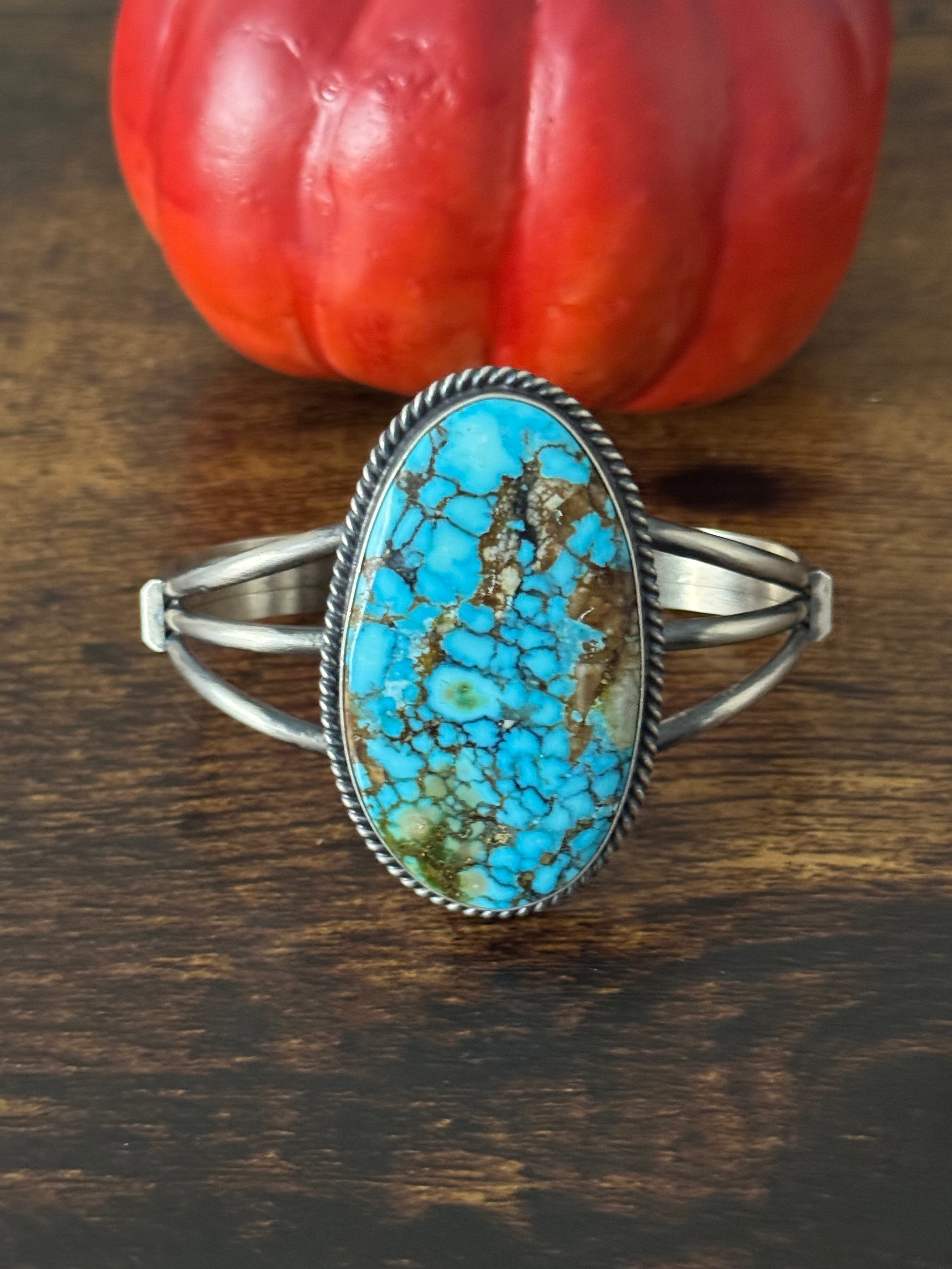 Dave Skeets Birds Eye Kingman Turquoise & Sterling Silver Cuff Bracelet