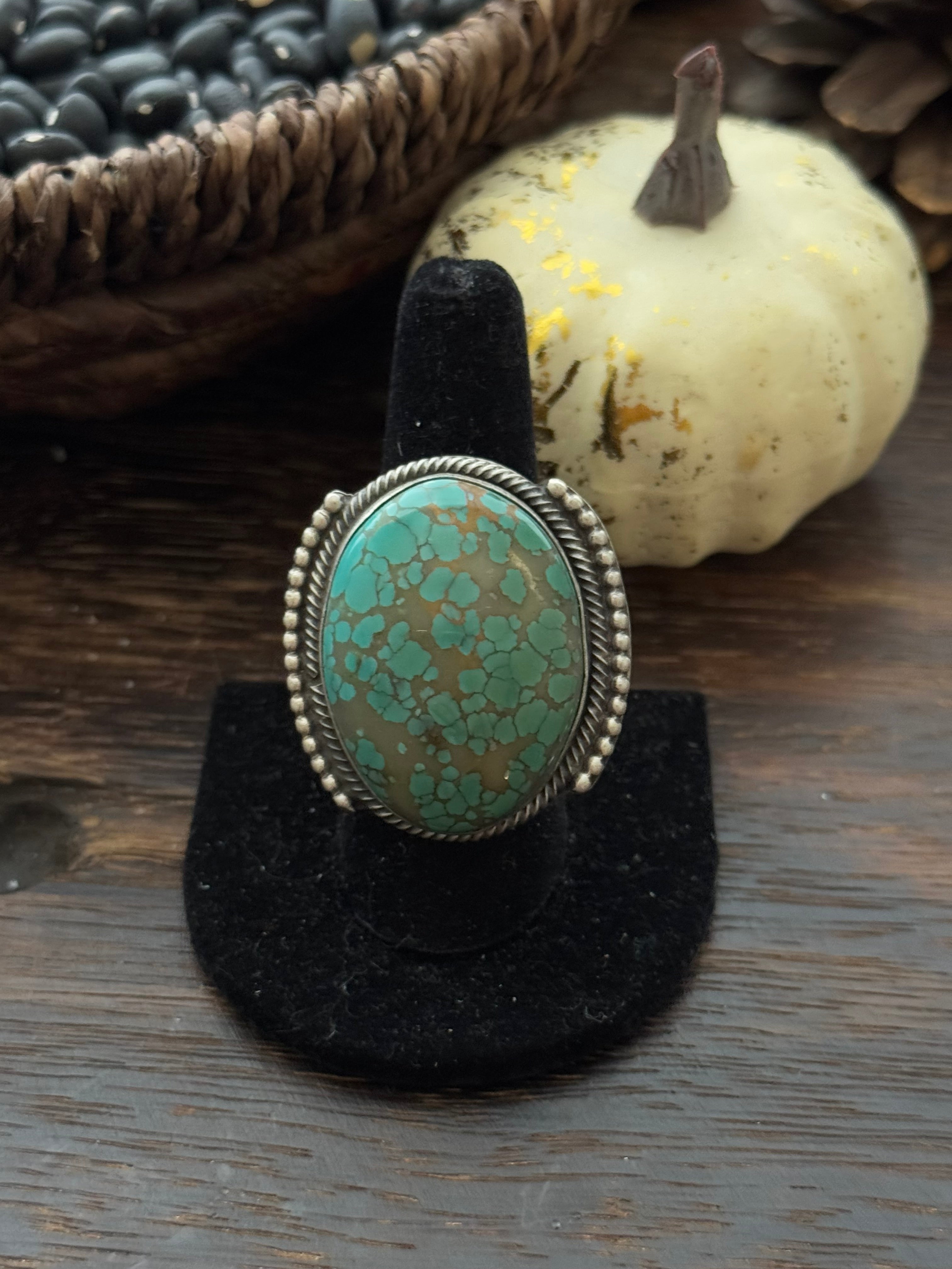 Sheila Becenti Pilot Mountain Turquoise Sterling Silver Adjustable Ring