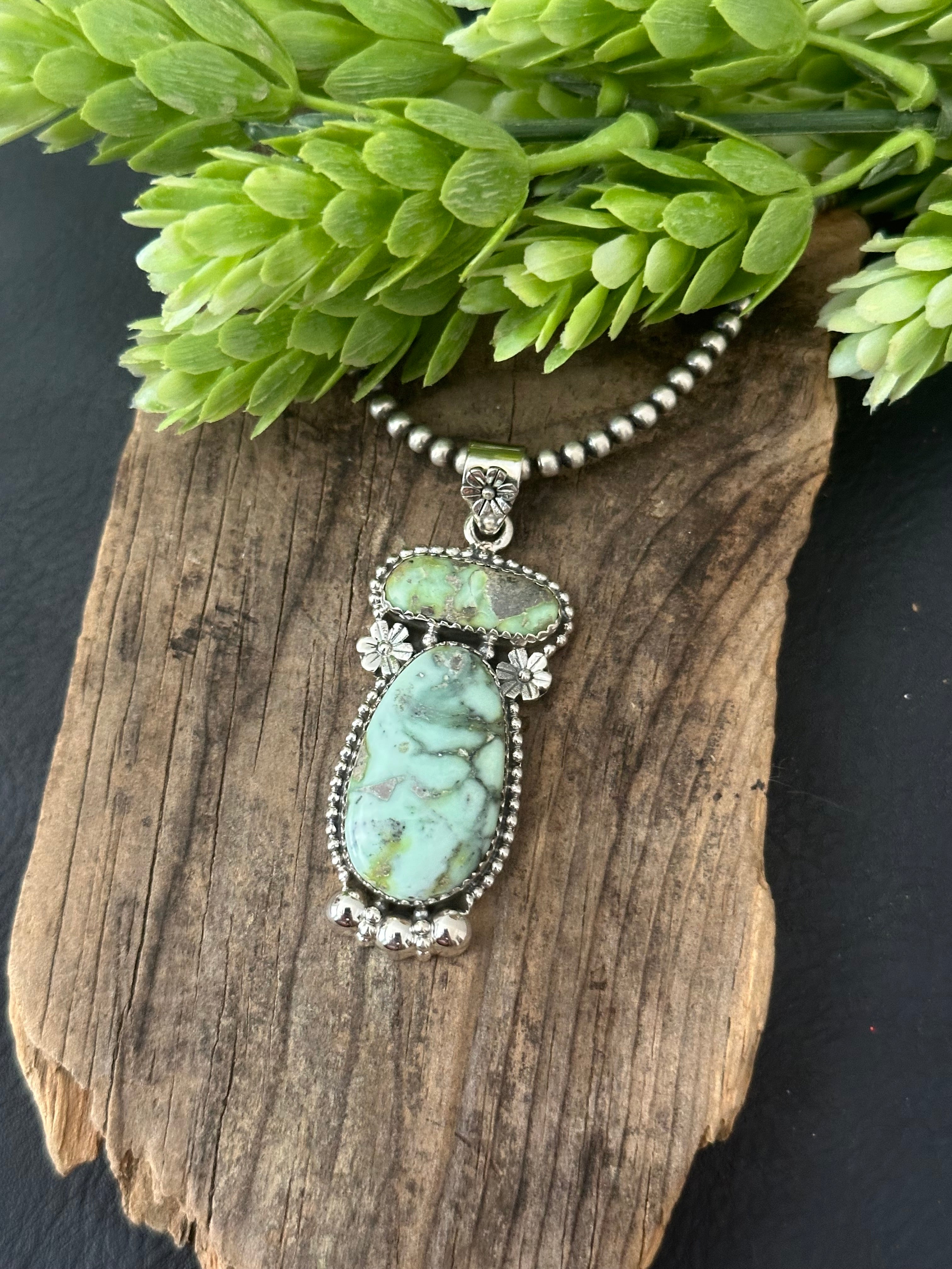 Southwest Palomino Variscite & Sterling Silver Pendant