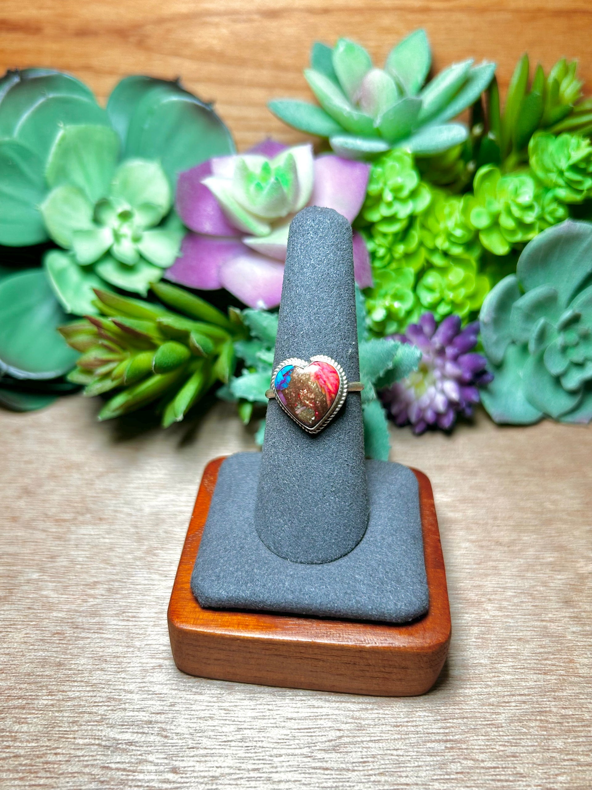 Navajo Made Mohave Turquoise & Sterling Silver Ring Size 7.75