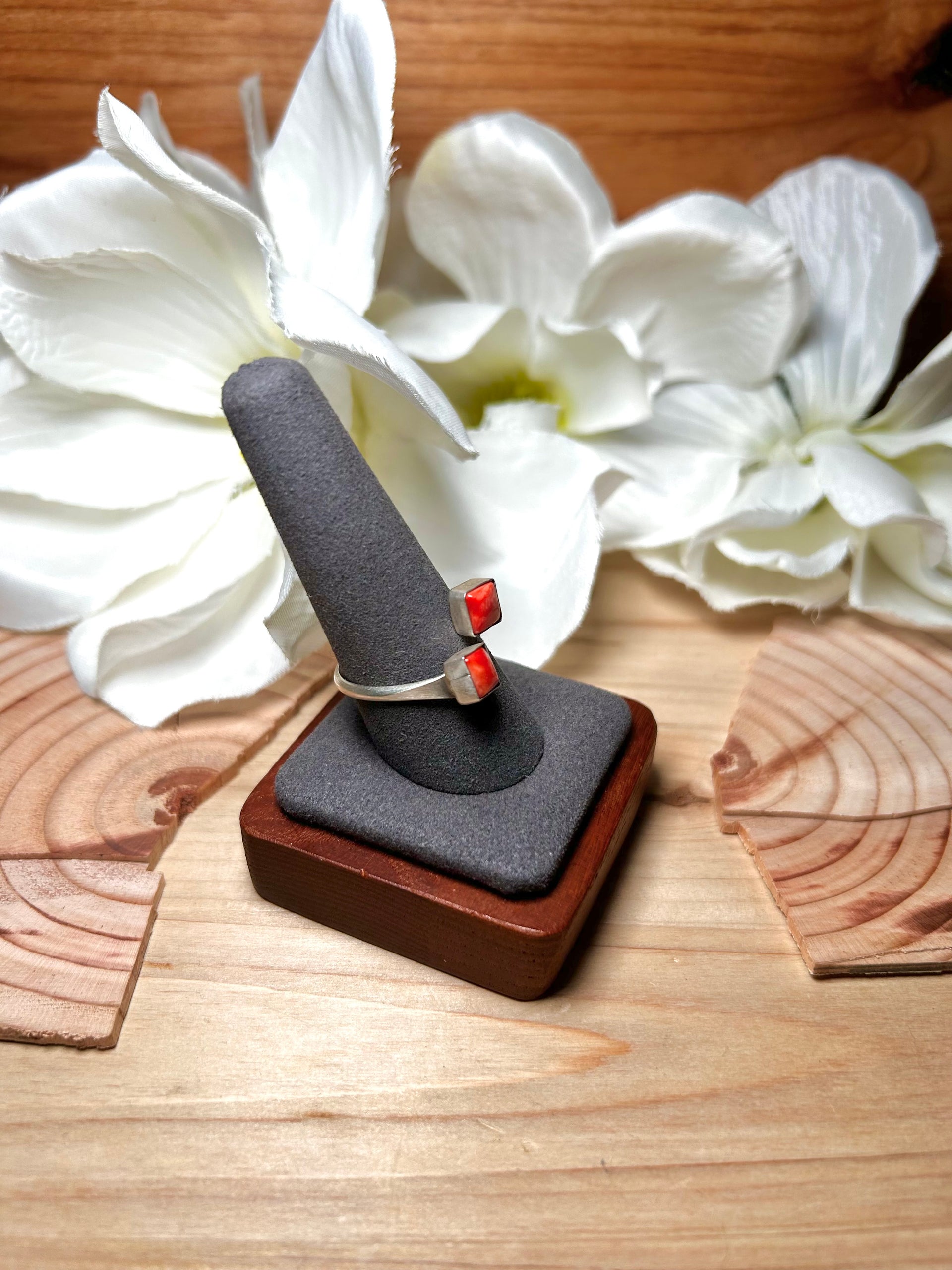 Navajo Made Spiny Oyster & Sterling Silver Adjustable Ring