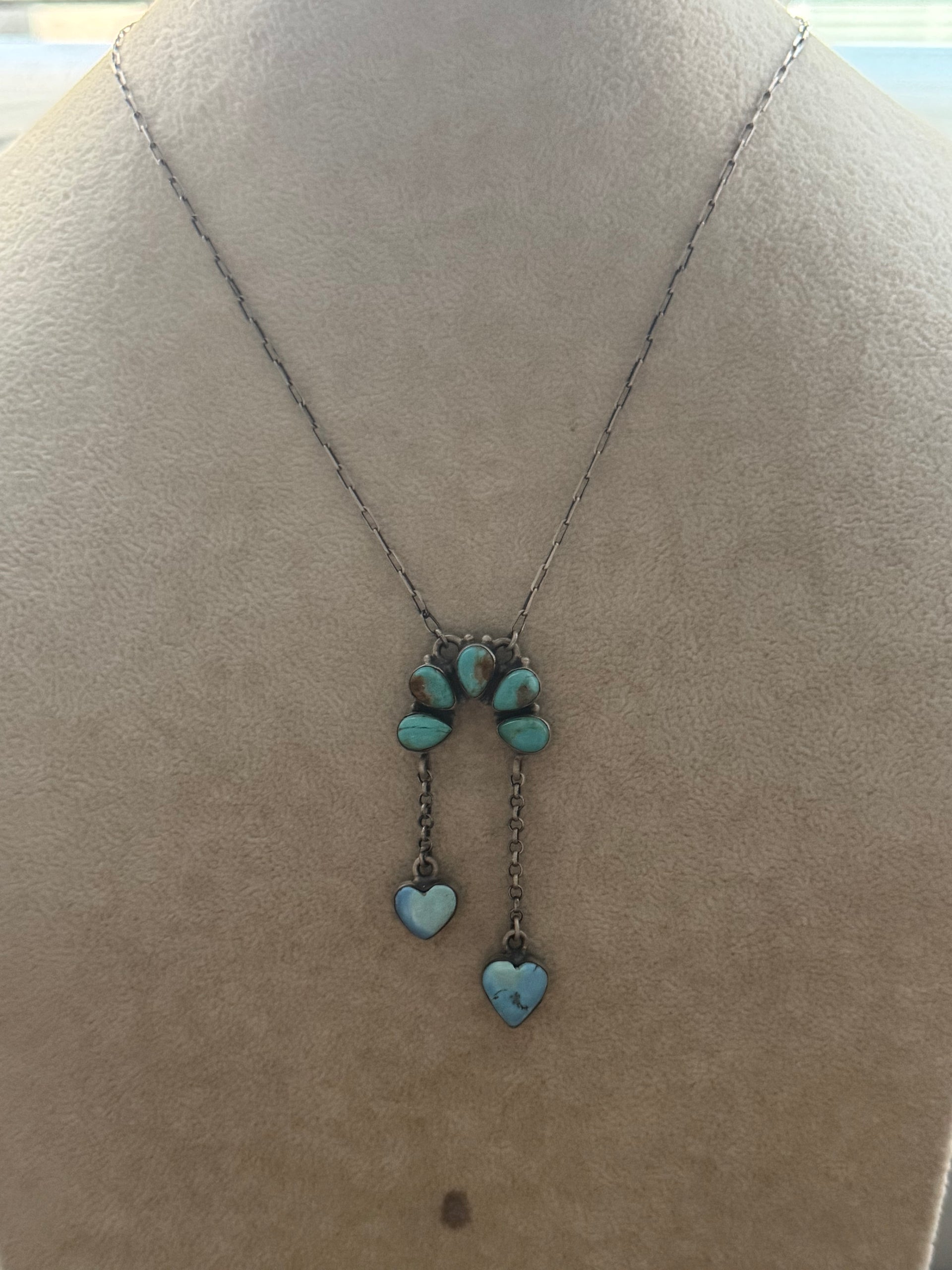 Southwest Handmade Multi Turquoise & Sterling Silver Naja Heart Necklace