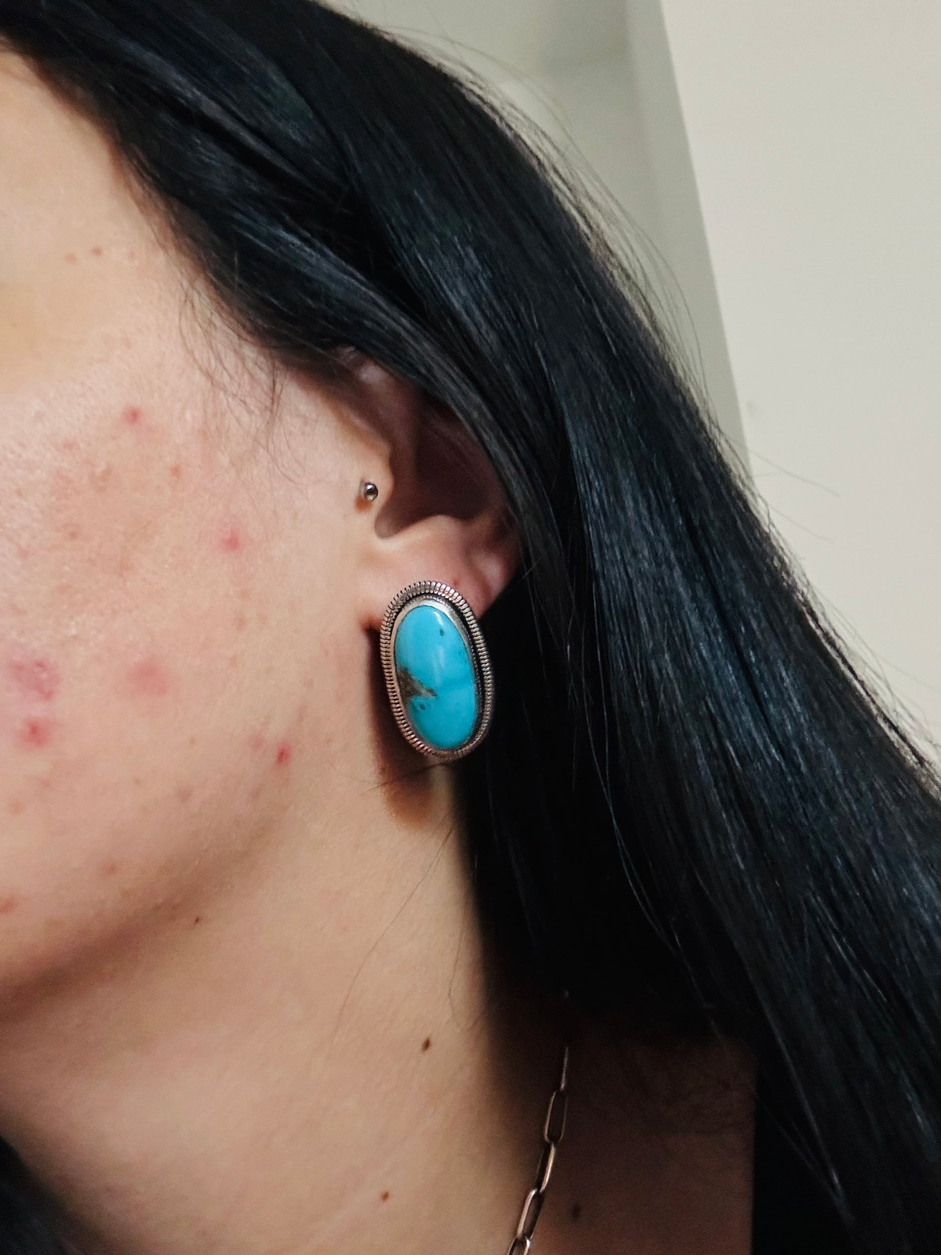 Wydelle Billie Kingman Turquoise & Sterling Silver Post Earrings
