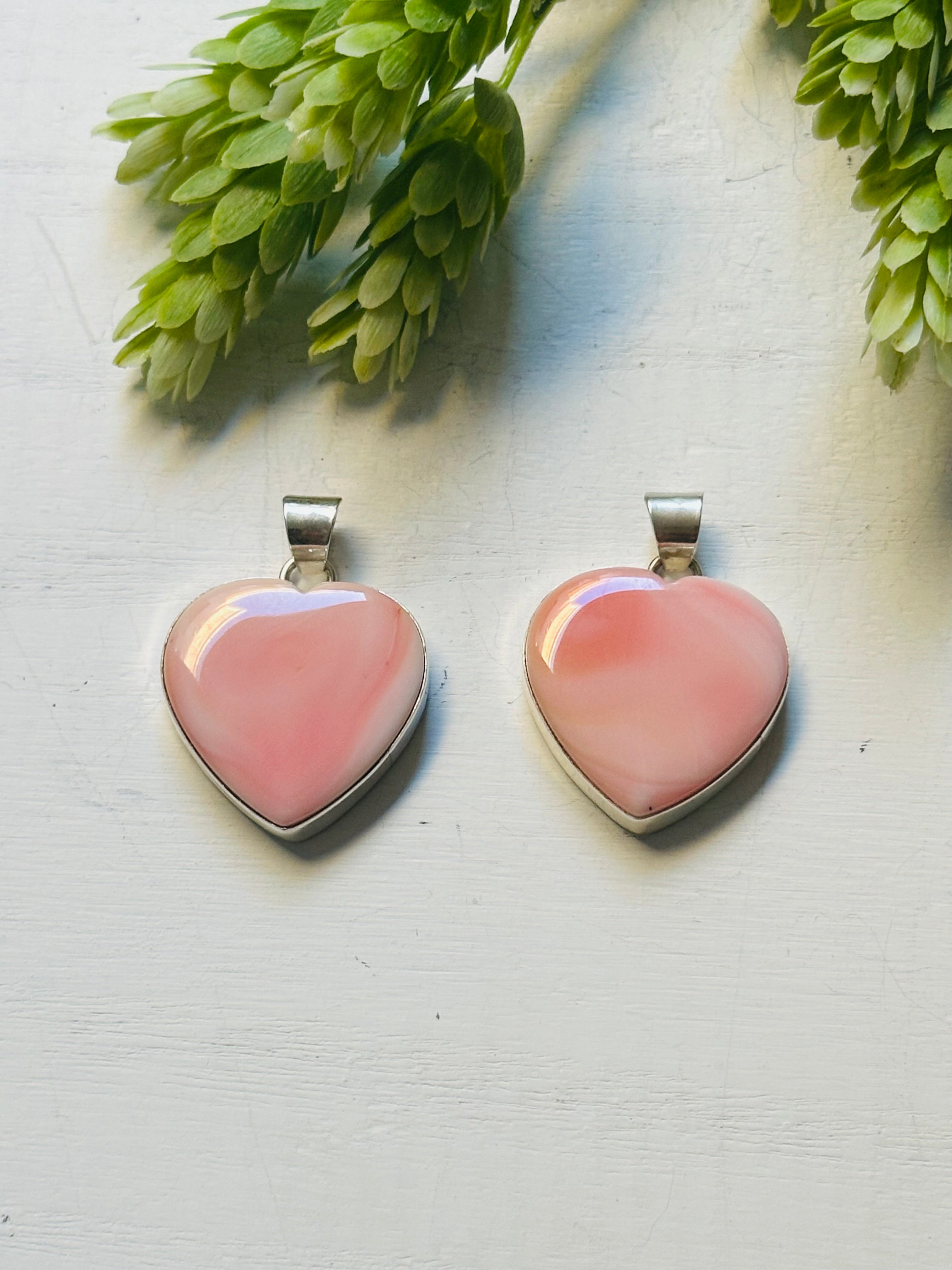 Shirley Henry Pink Conch & Sterling Silver Heart Pendant