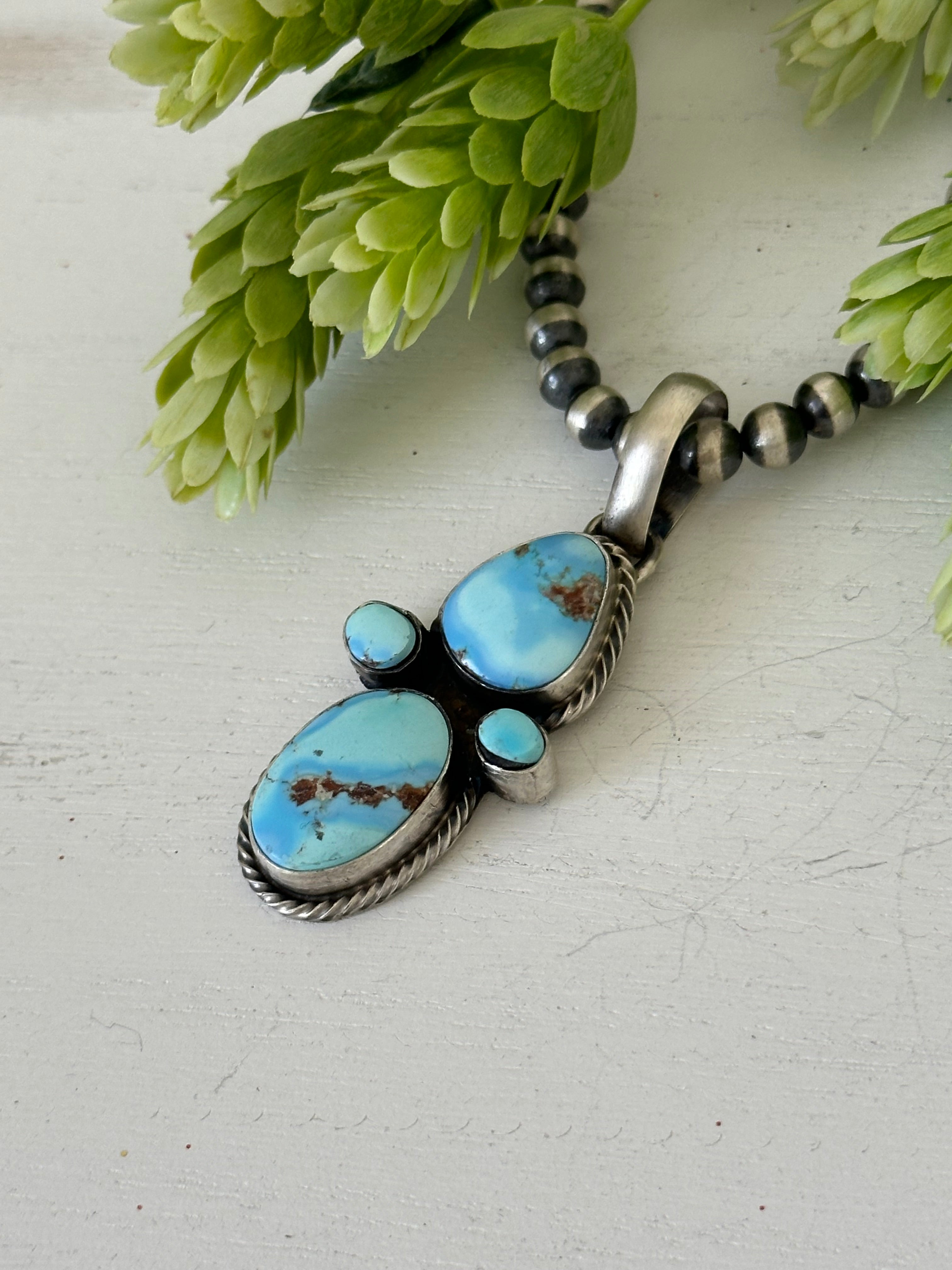 Darrin Livingston Golden Hills Turquoise & Sterling Silver Pendant