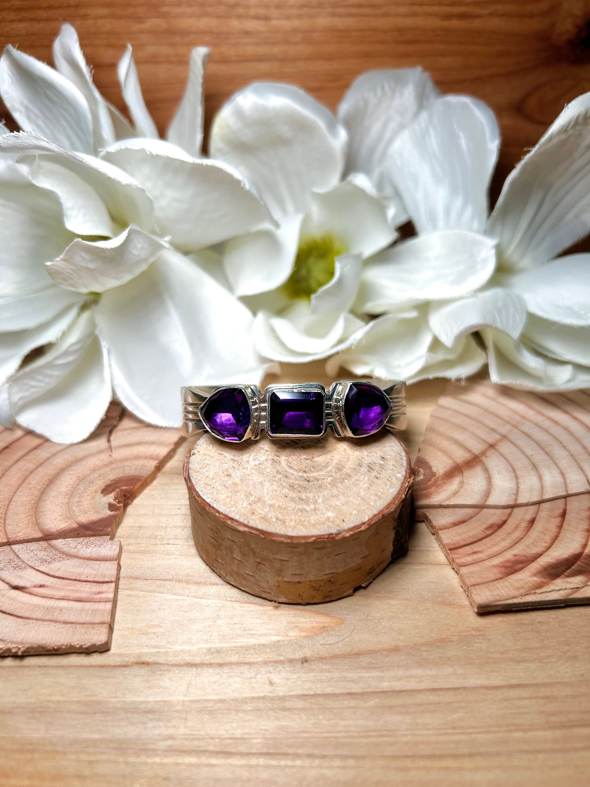 Ray Bennett Amythst & Sterling Silver Cuff Bracelet