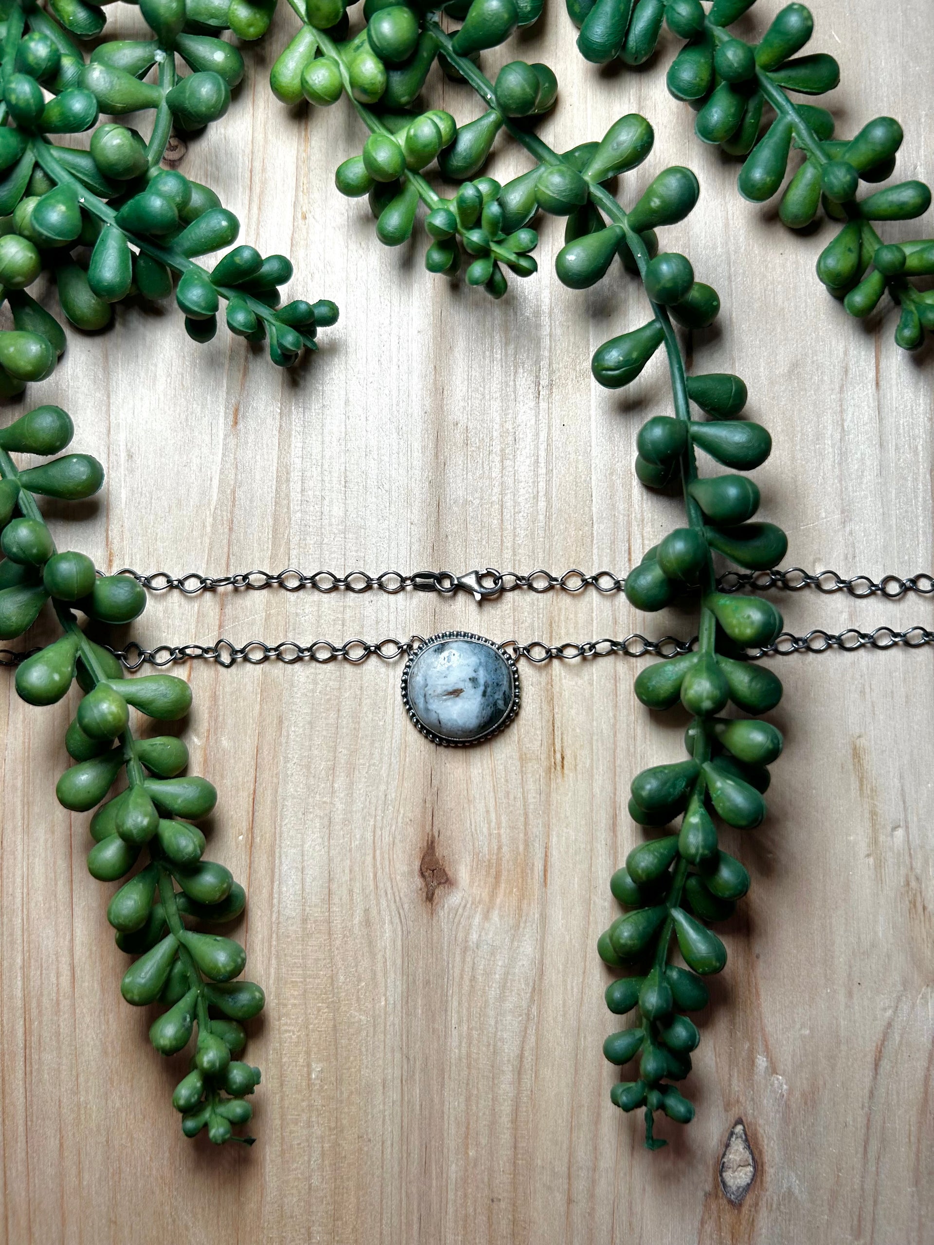 Navajo Made White Buffalo & Sterling Silver Necklace
