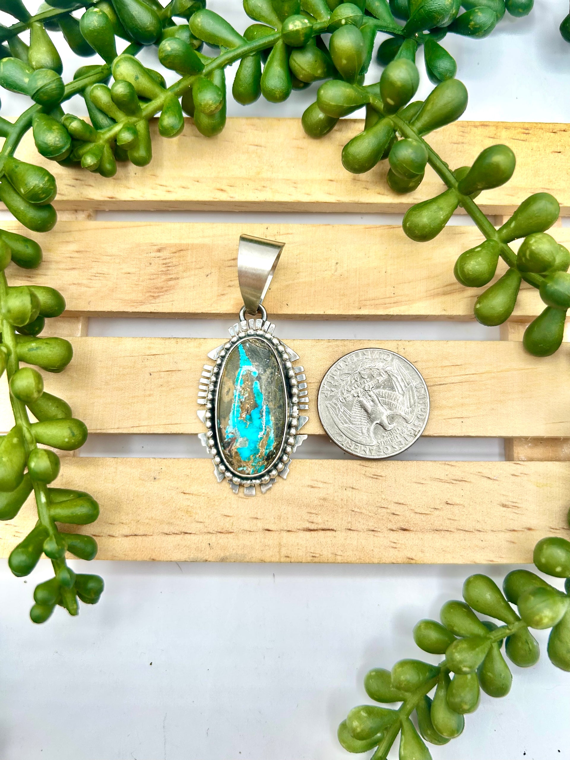 Randy Billy Thunder Mountain Turquoise & Sterling Silver Pendant