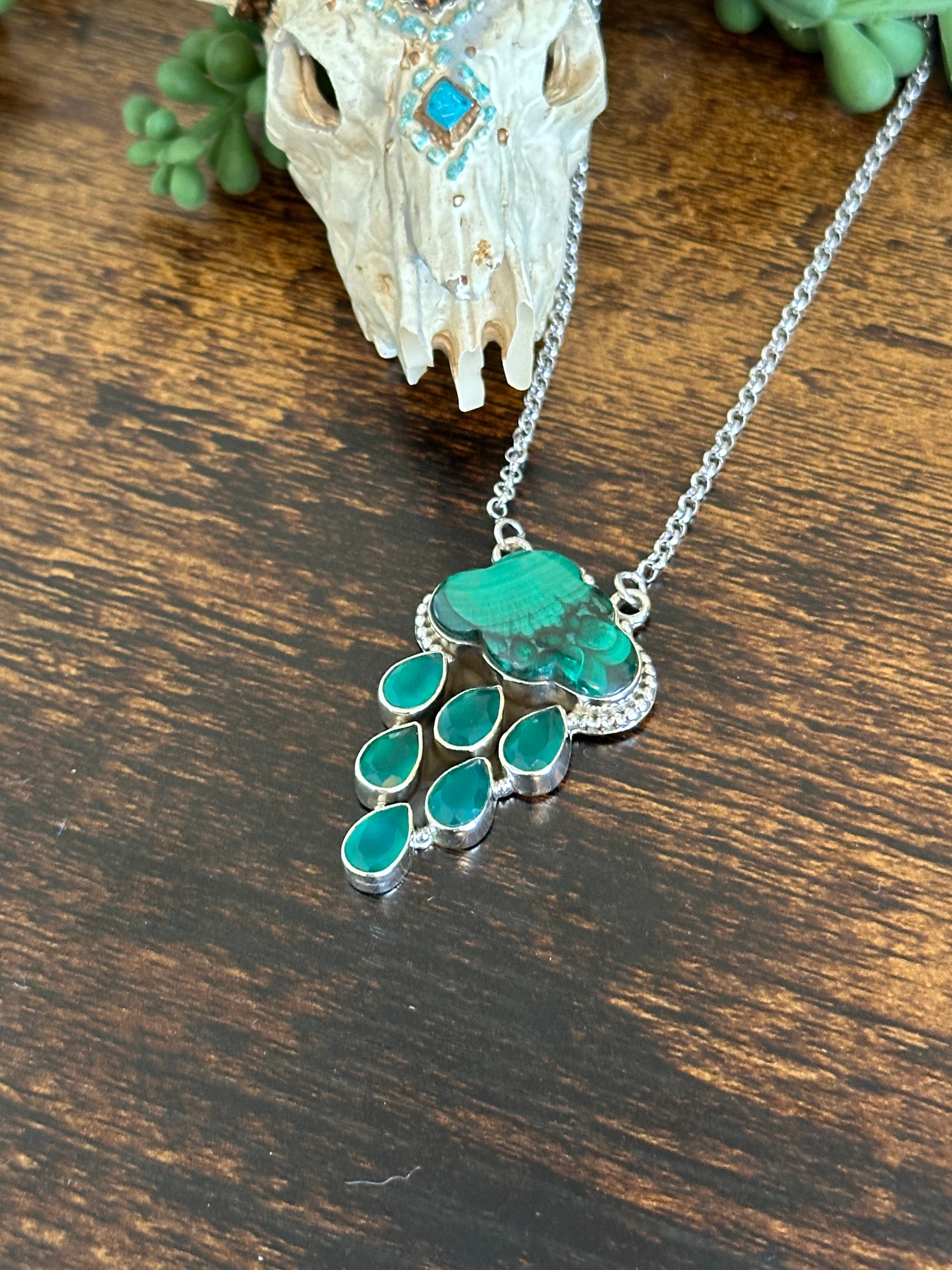 Southwest Handmade Multi Stone & Sterling Silver Rain Cloud Necklace