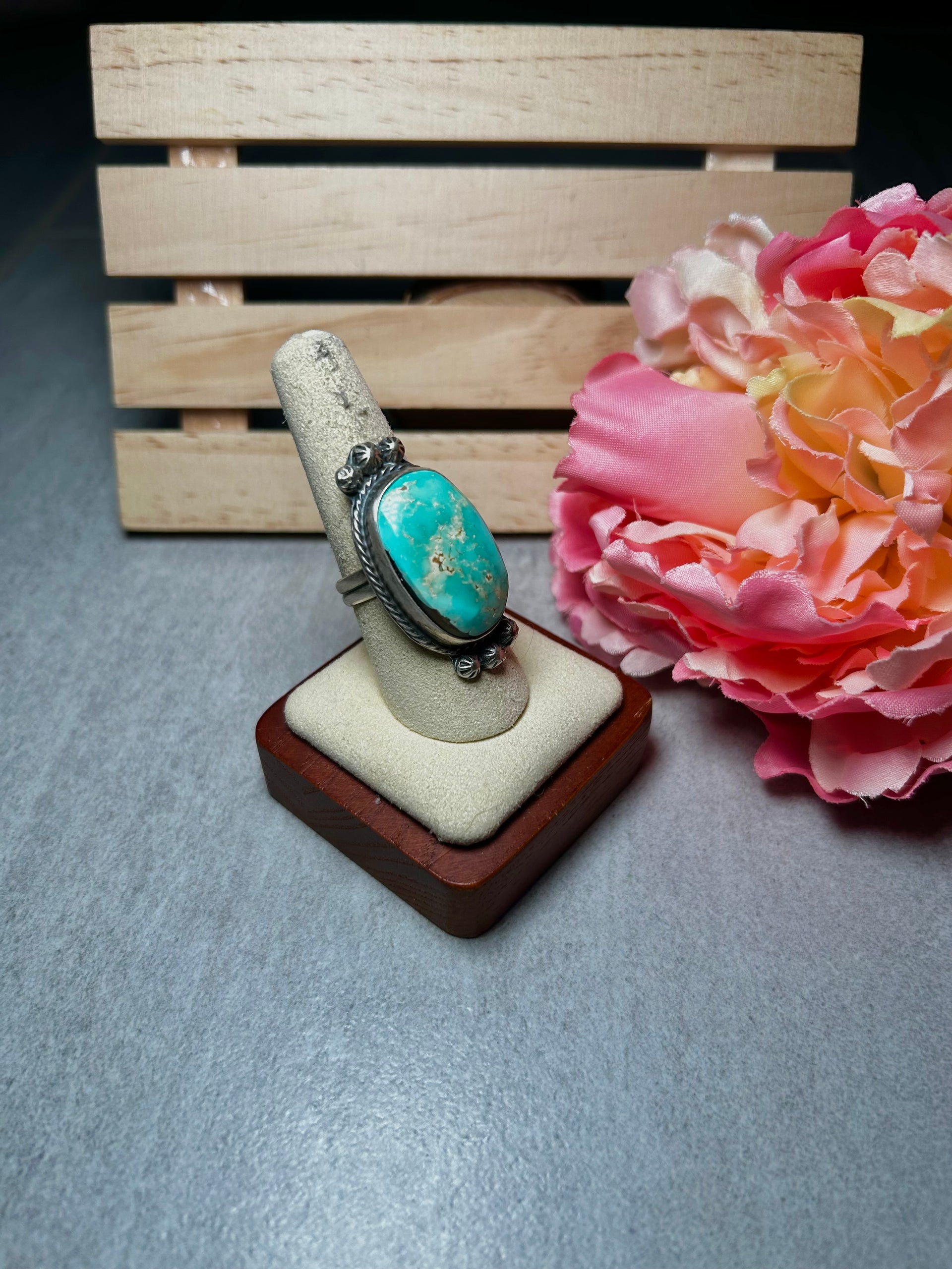 Sheila Becenti Royston Turquoise & Sterling Silver Adjustable Ring