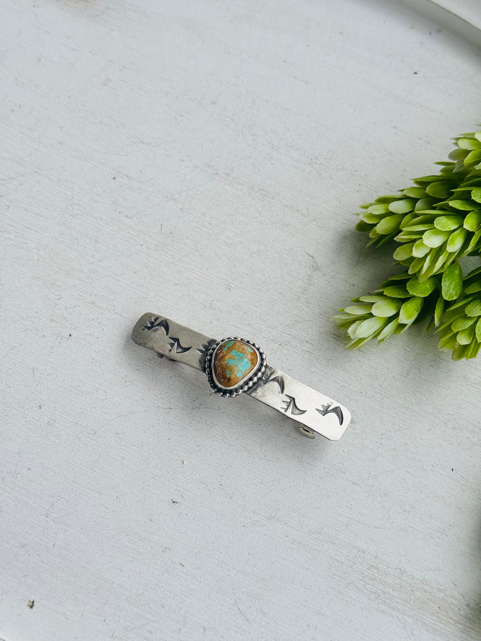 Danny Henio Royston Turquoise & Sterling Silver Hair Barrette