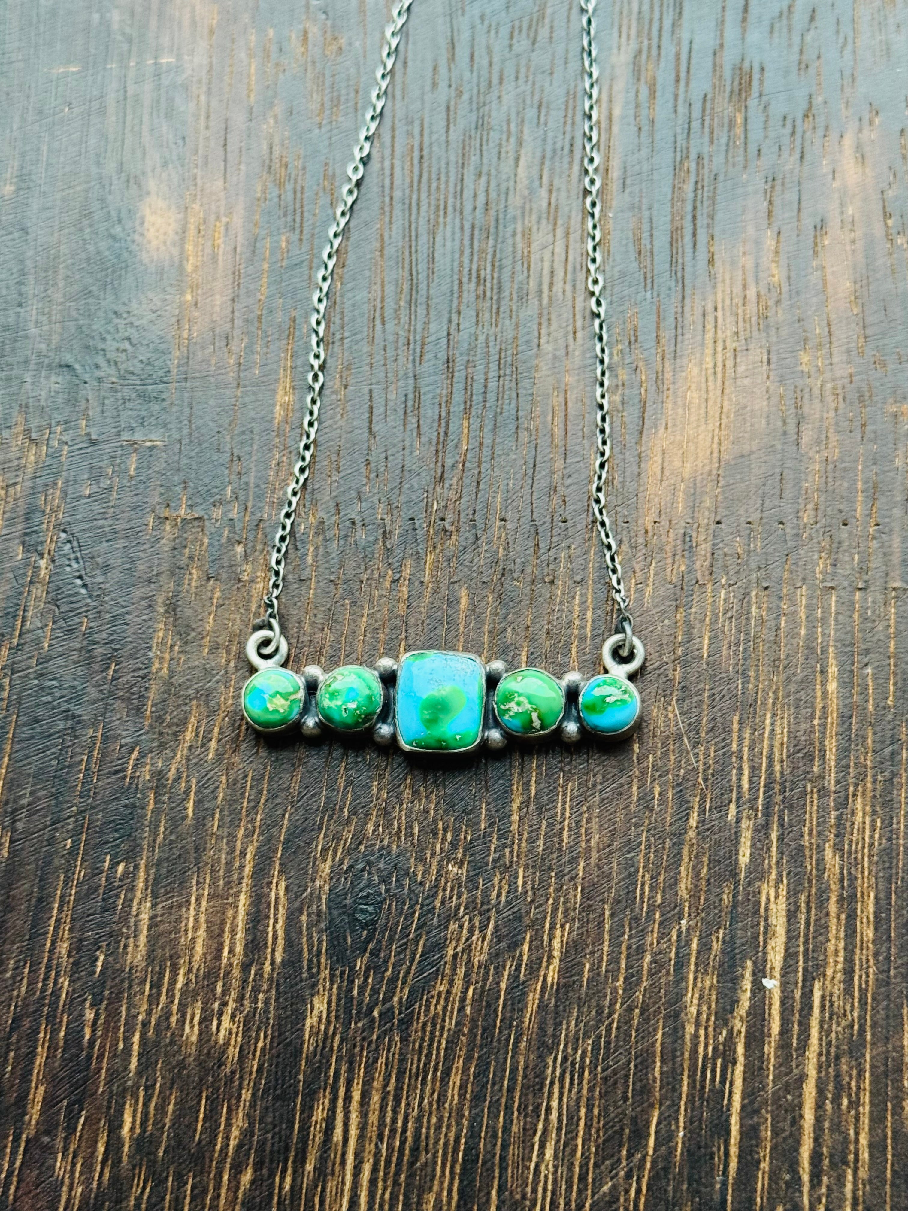 Southwest Handmade Sonoran Mountain Turquoise & Sterling Silver Necklace