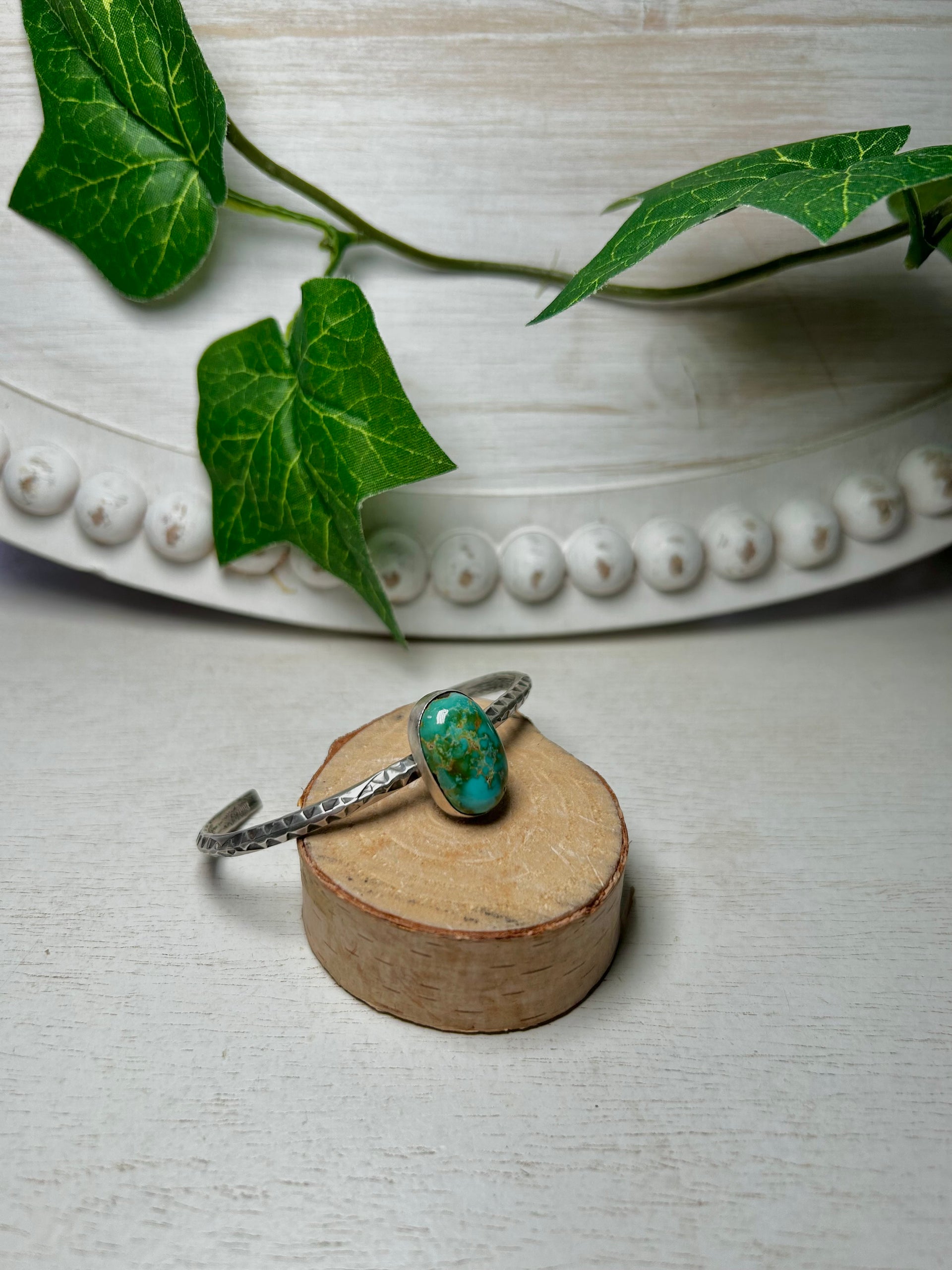 Navajo Made Sonoran Mountain Turquoise & Sterling Silver Cuff Bracelet