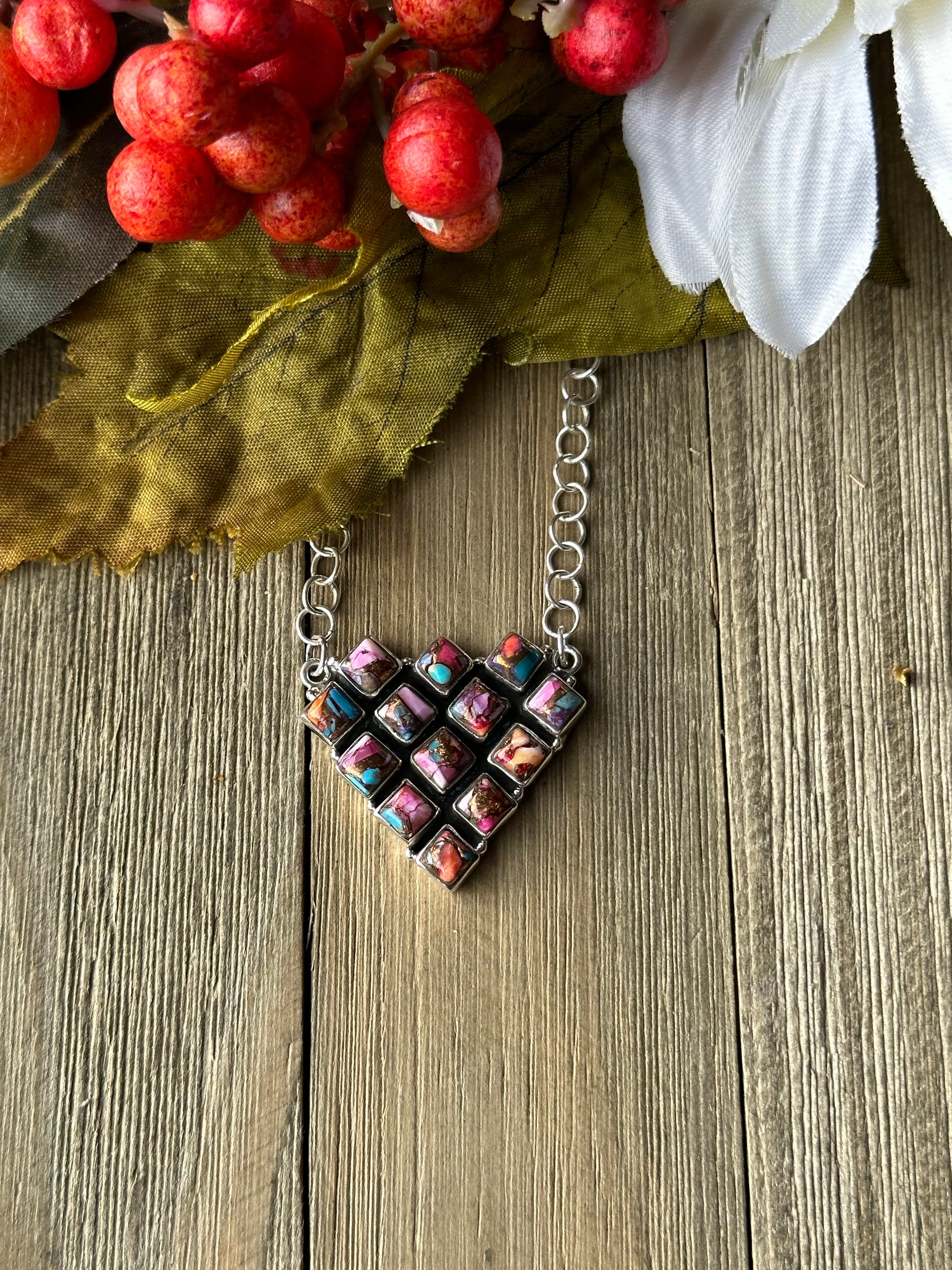 Southwest Made Mohave Turquoise & Sterling Silver Necklace