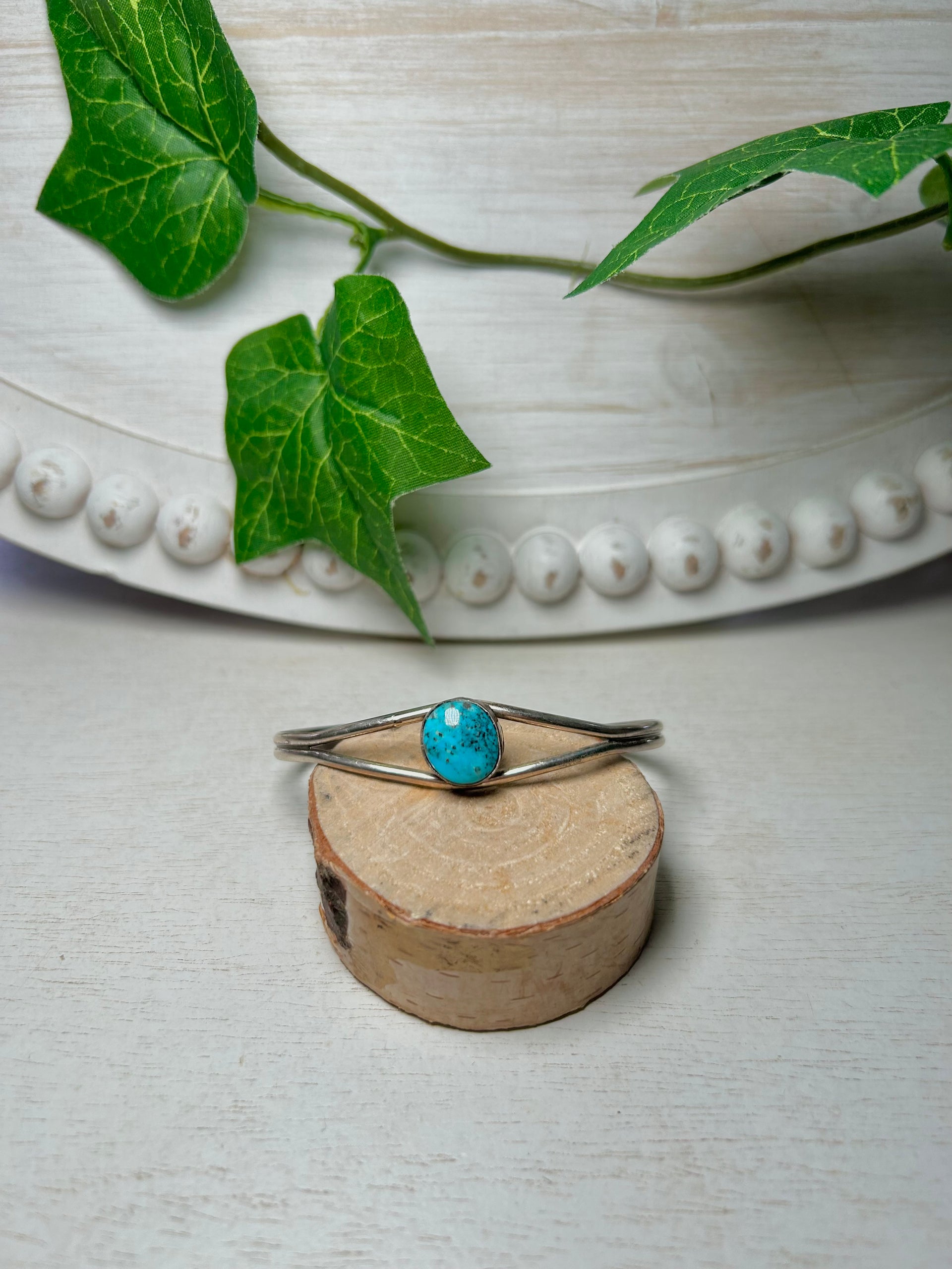 Navajo Made Kingman Turquoise & Sterling Silver Cuff Bracelet