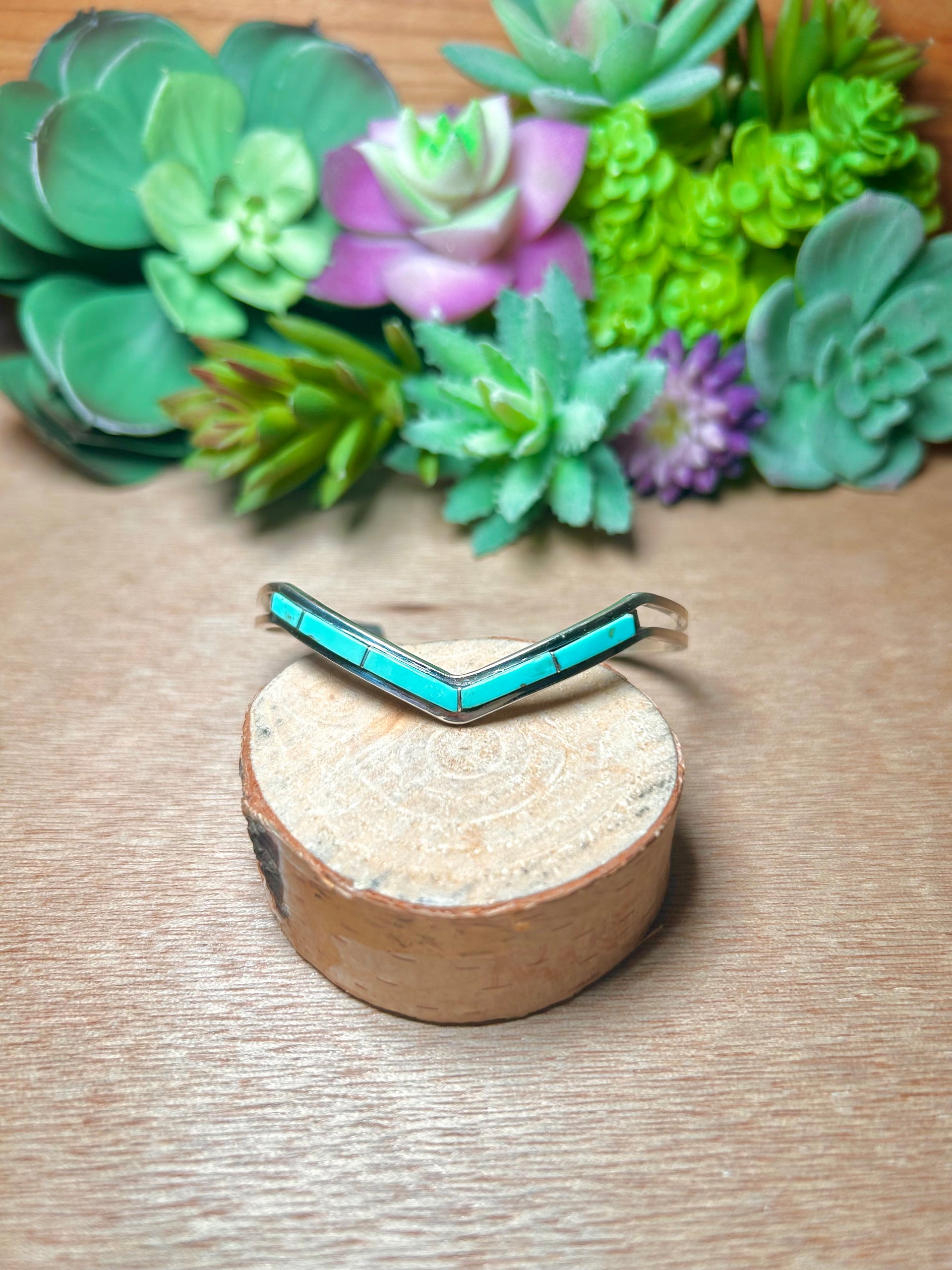 Navajo Made Kingman Turquoise & Sterling Silver Cuff Bracelet