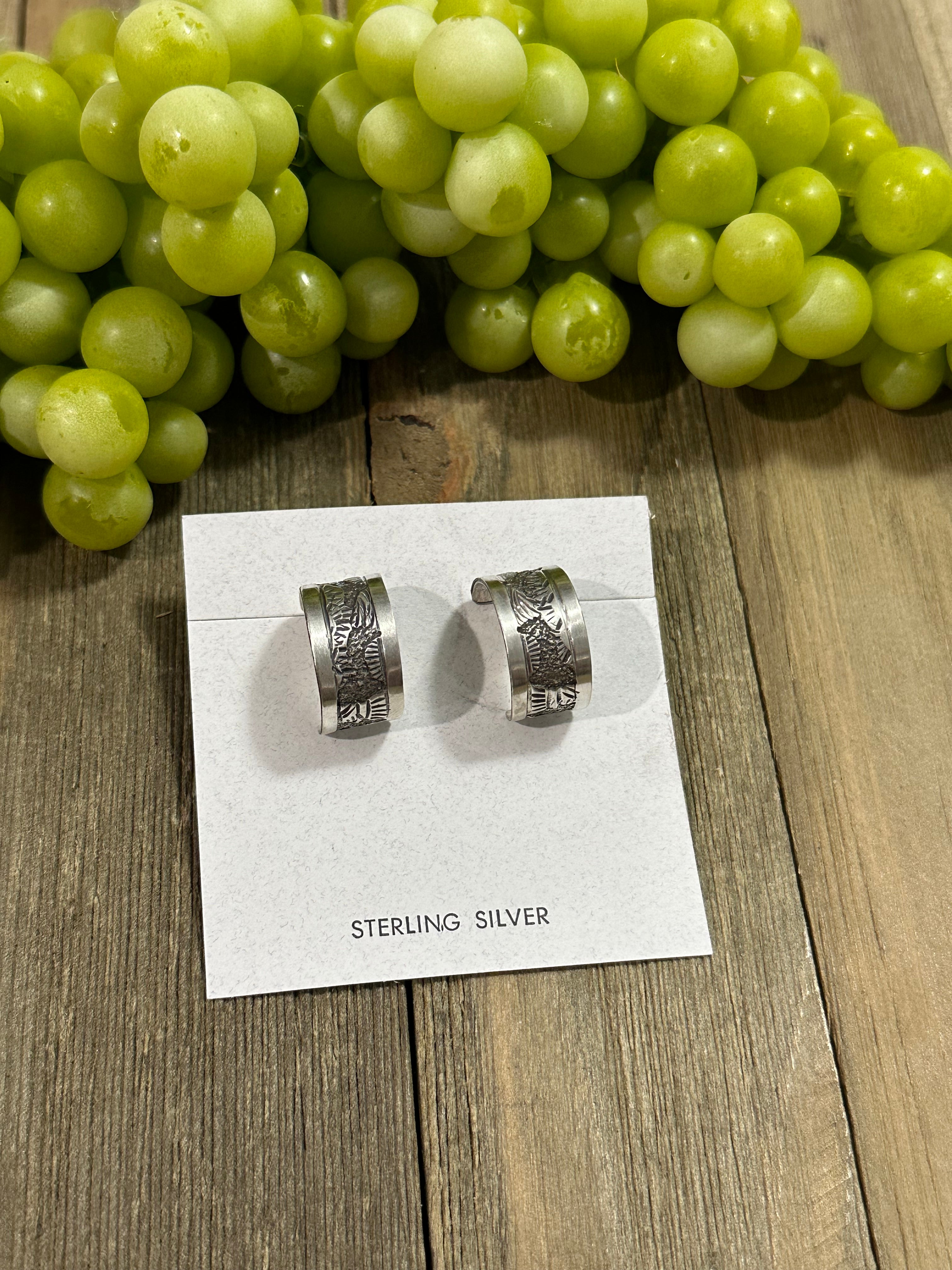 Elaine Becenti & Sterling Silver Post Hoop Earrings