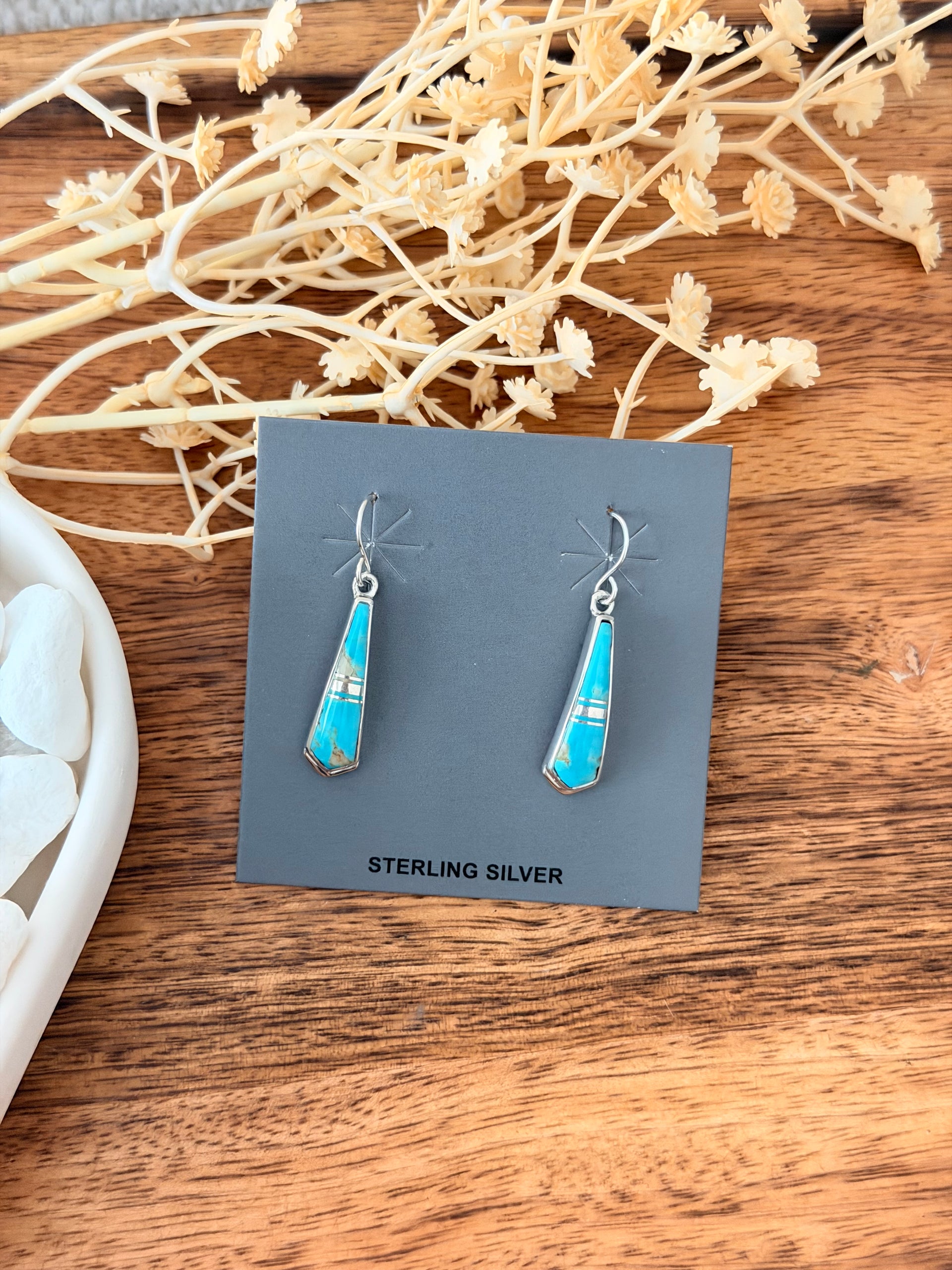 Rick Tolino Kingman Turquoise & Sterling Silver Dangle Earrings