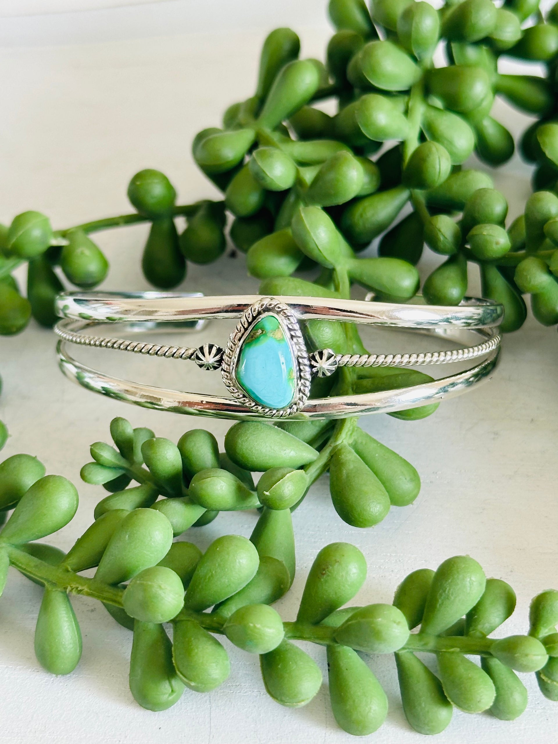 Southwest Made Sonoran Gold Turquoise & Sterling Silver Cuff Bracelet