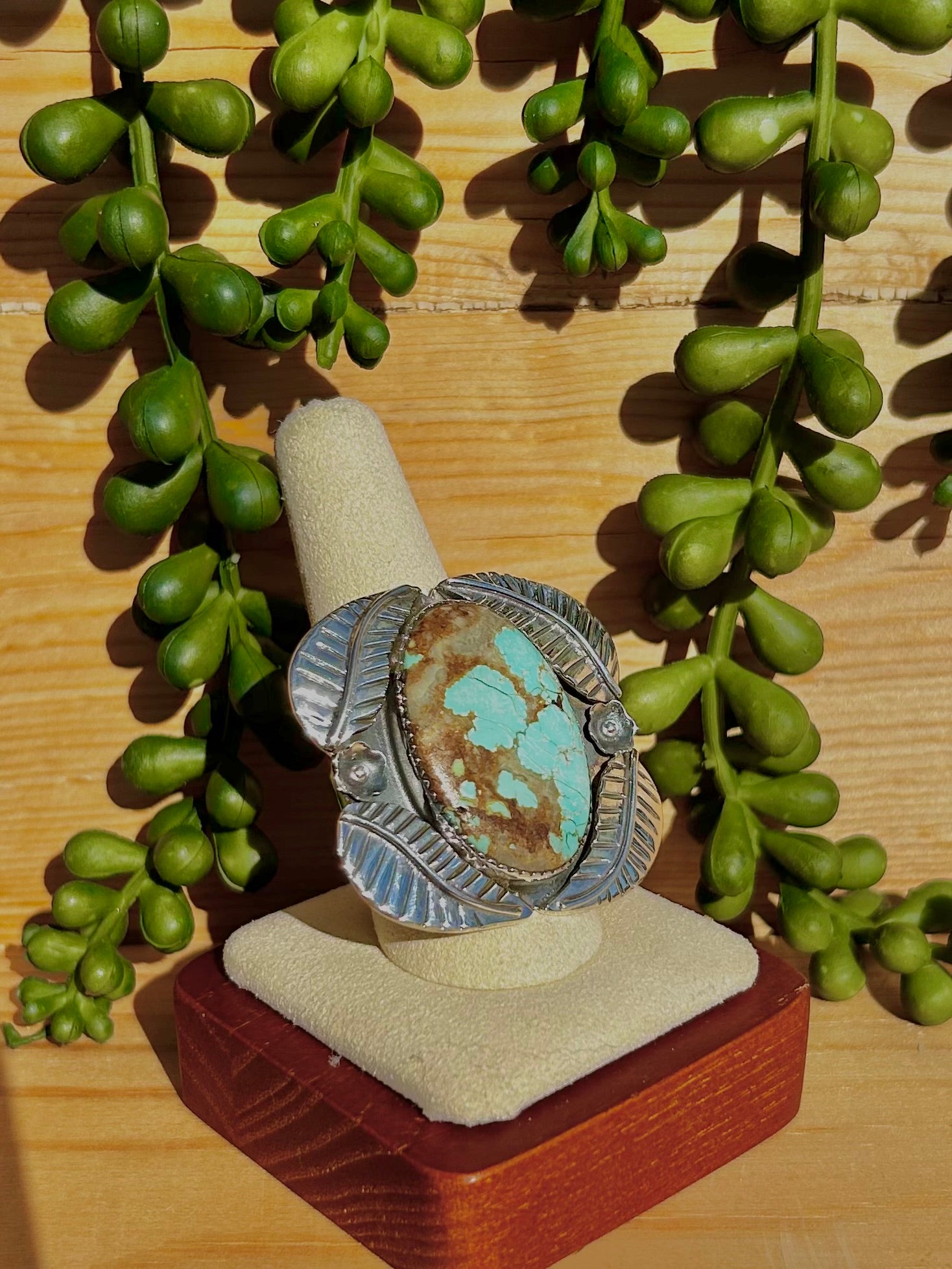 Southwest Number 8 Turquoise & Sterling Silver Ring Size 9.75