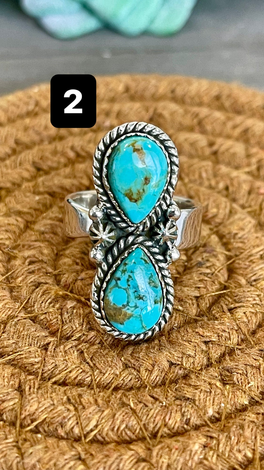 Southwest Handmade Kingman Turquoise & Sterling Silver Adjustable Ring