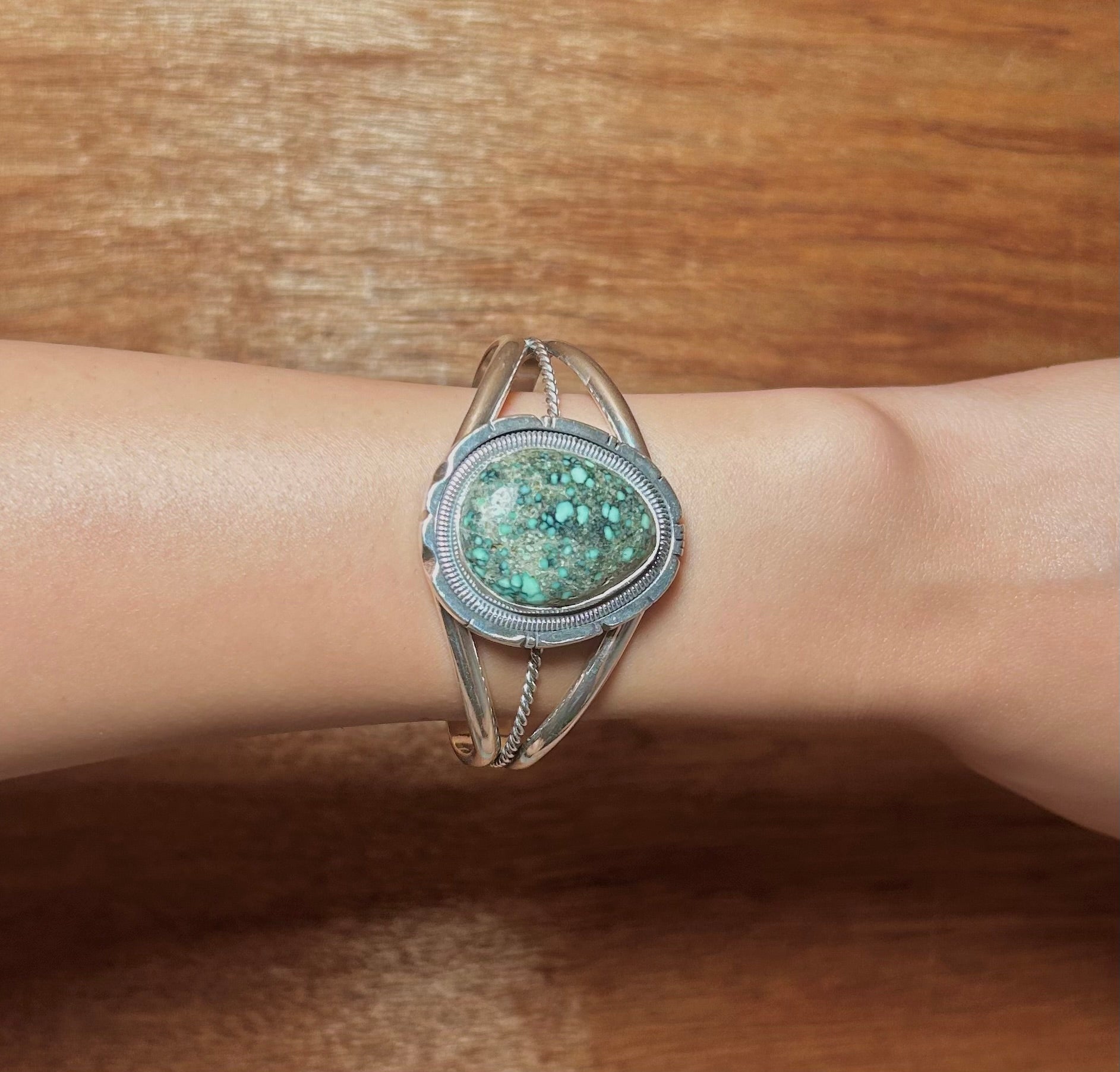 Wydell Billie New Lander Varicsite & Sterling Silver Cuff Bracelet