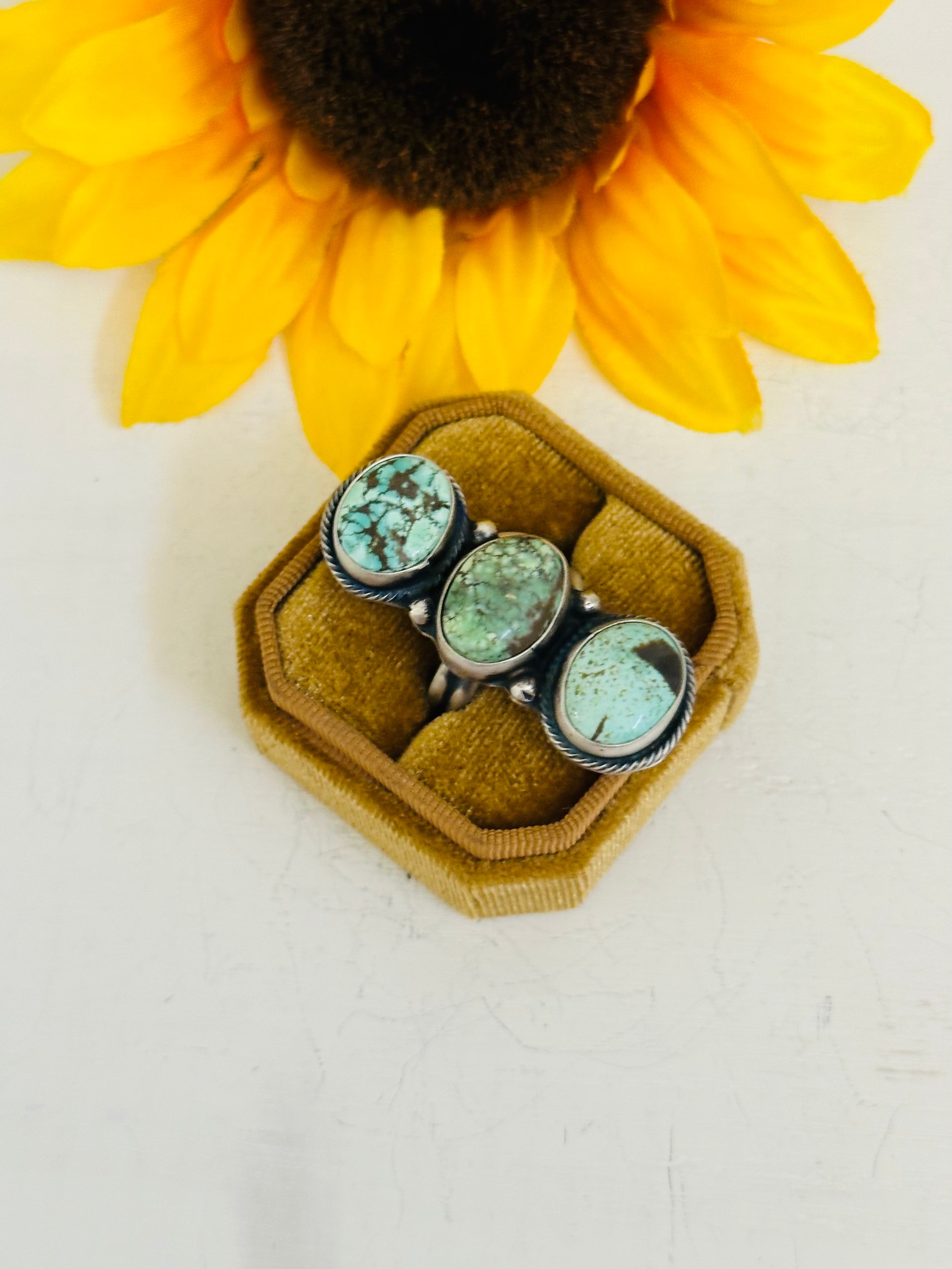 Navajo Made New Lander Varicsite & Sterling Silver Adjustable Ring