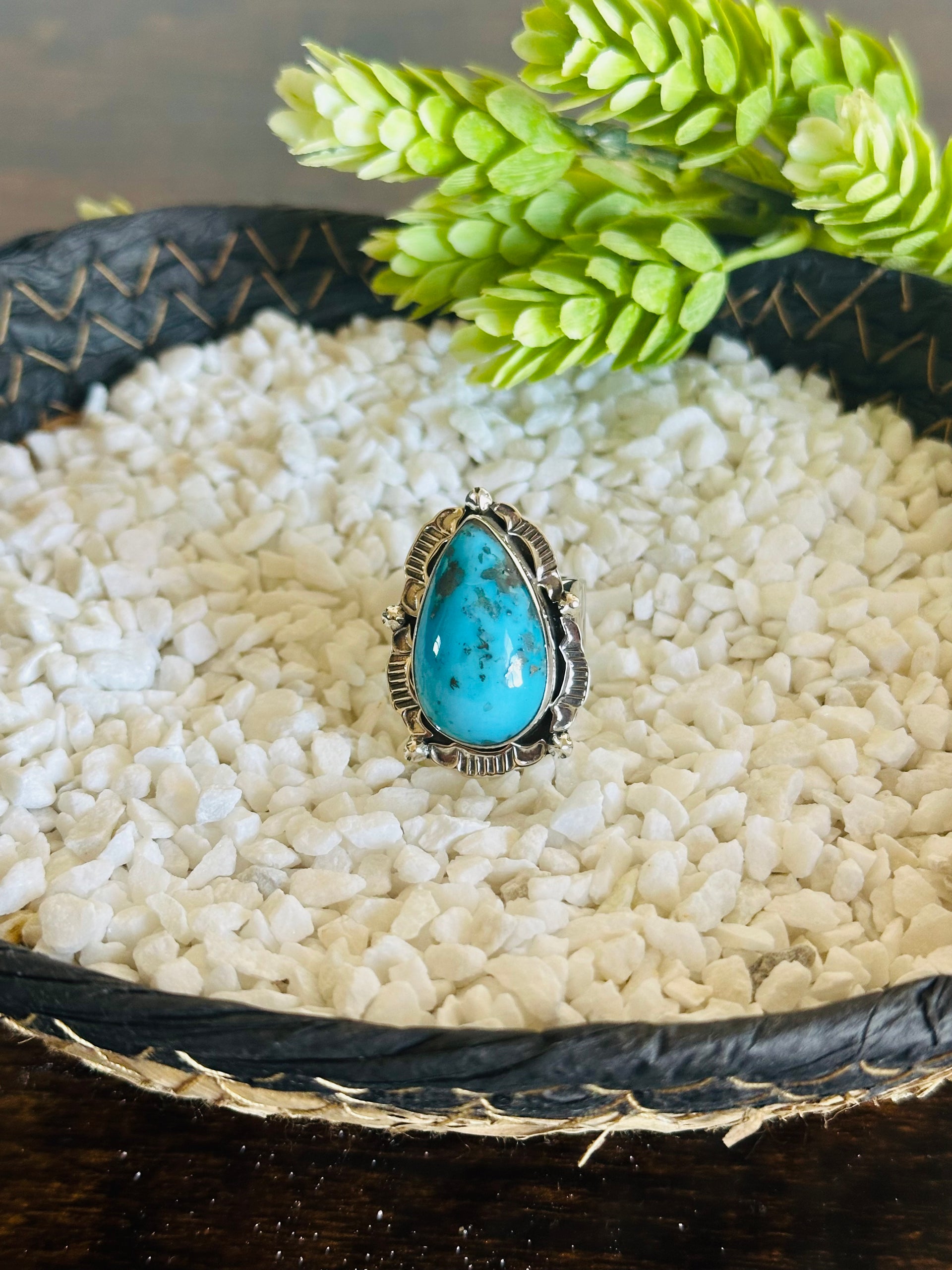 TTD Blue Ridge Turquoise & Sterling Silver Adjustable Ring