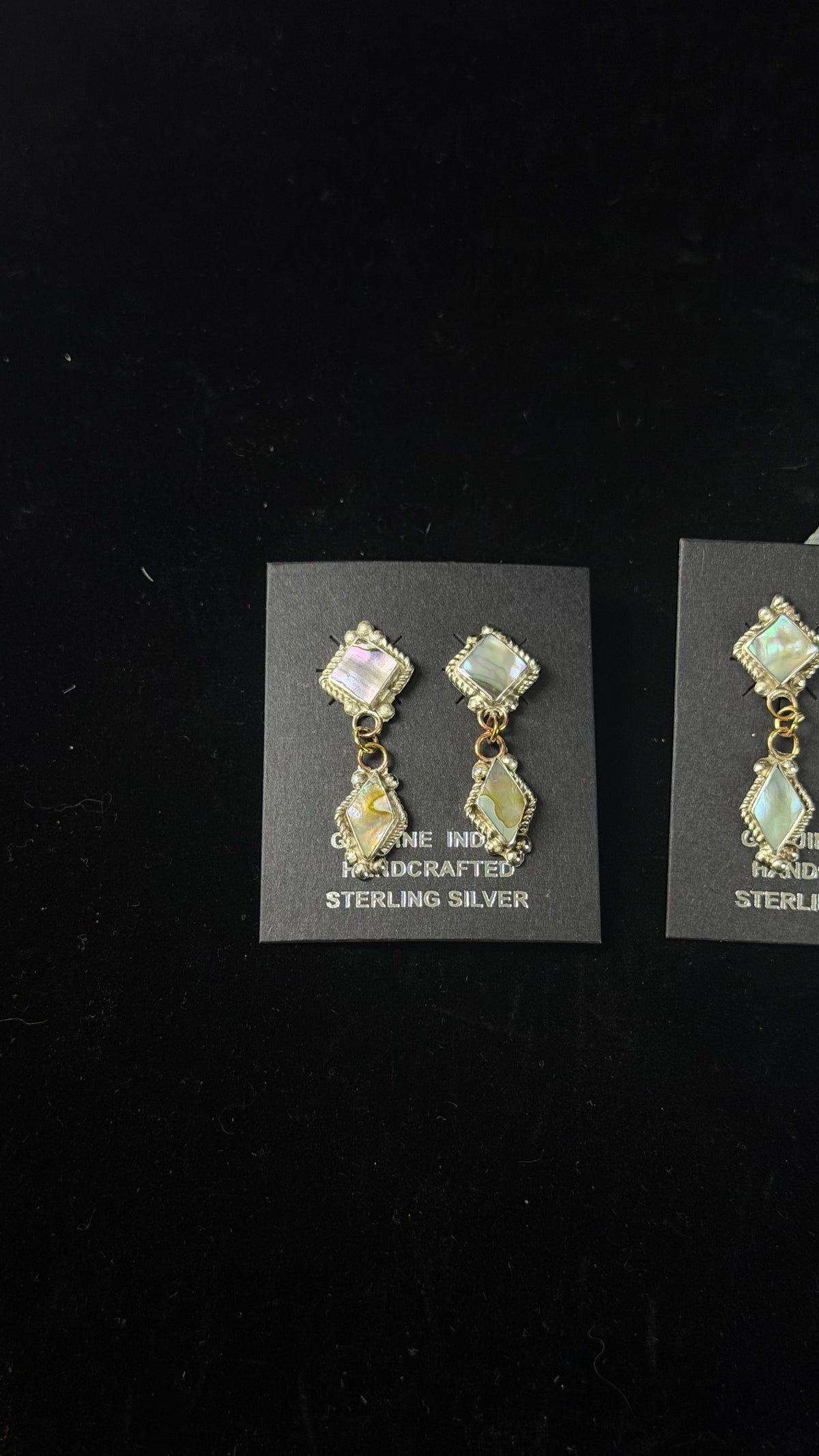 Navajo Made Abalone & Sterling Silver Post Dangle Earrings