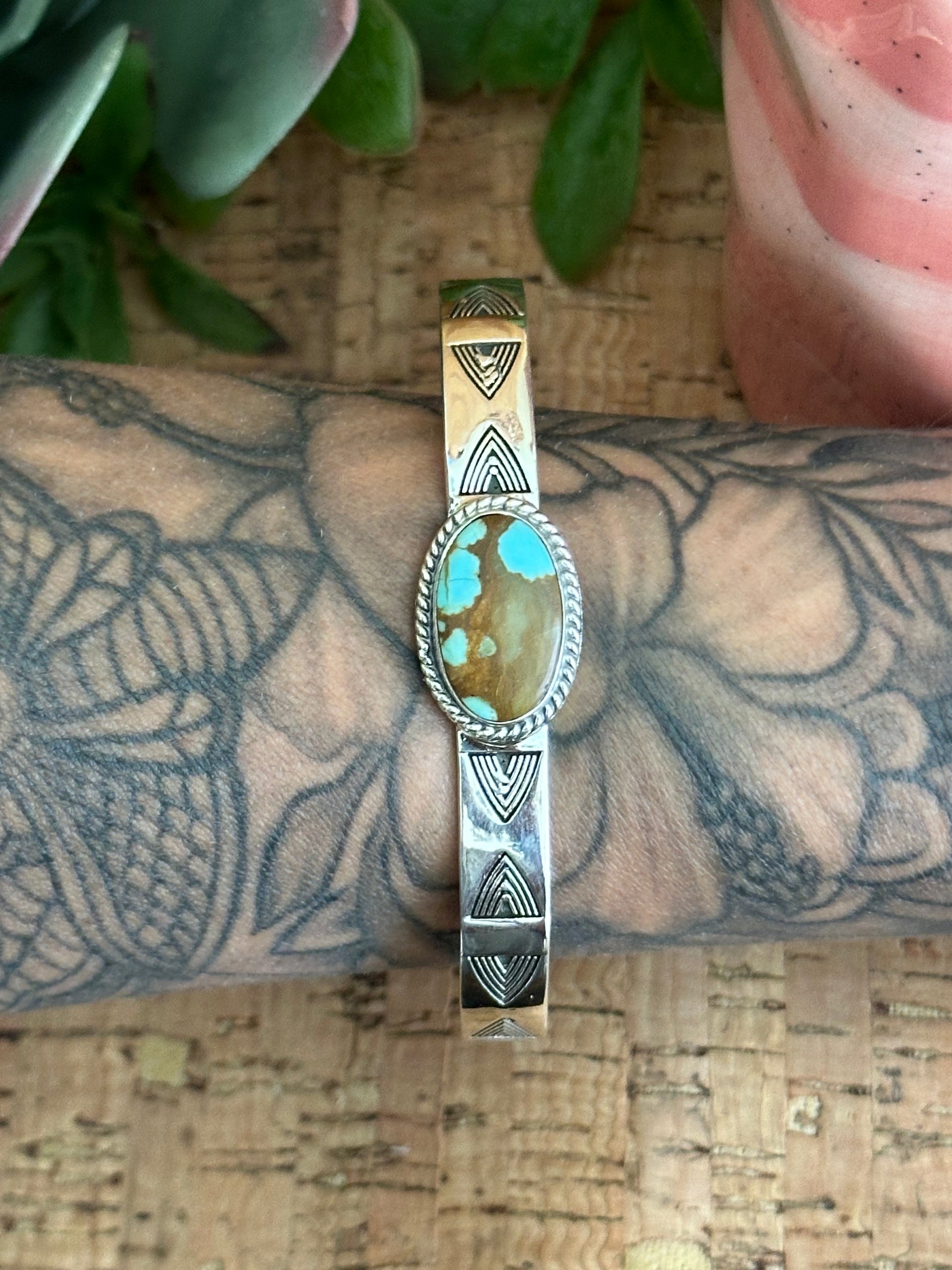 Southwest Made #8 Turquoise & Sterling Silver Cuff Bracelet