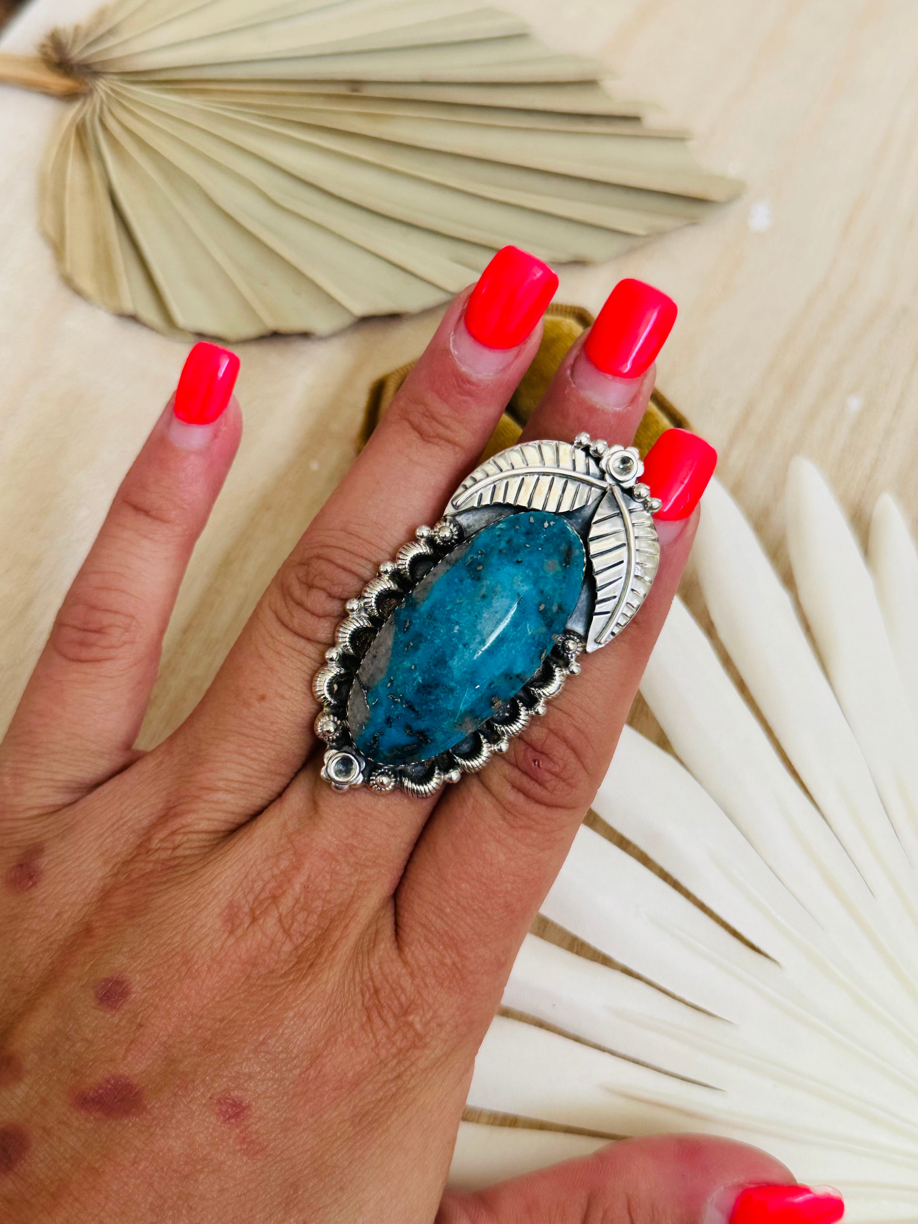 TTD “Retro” Kingman Turquoise & Sterling Silver Adjustable Ring