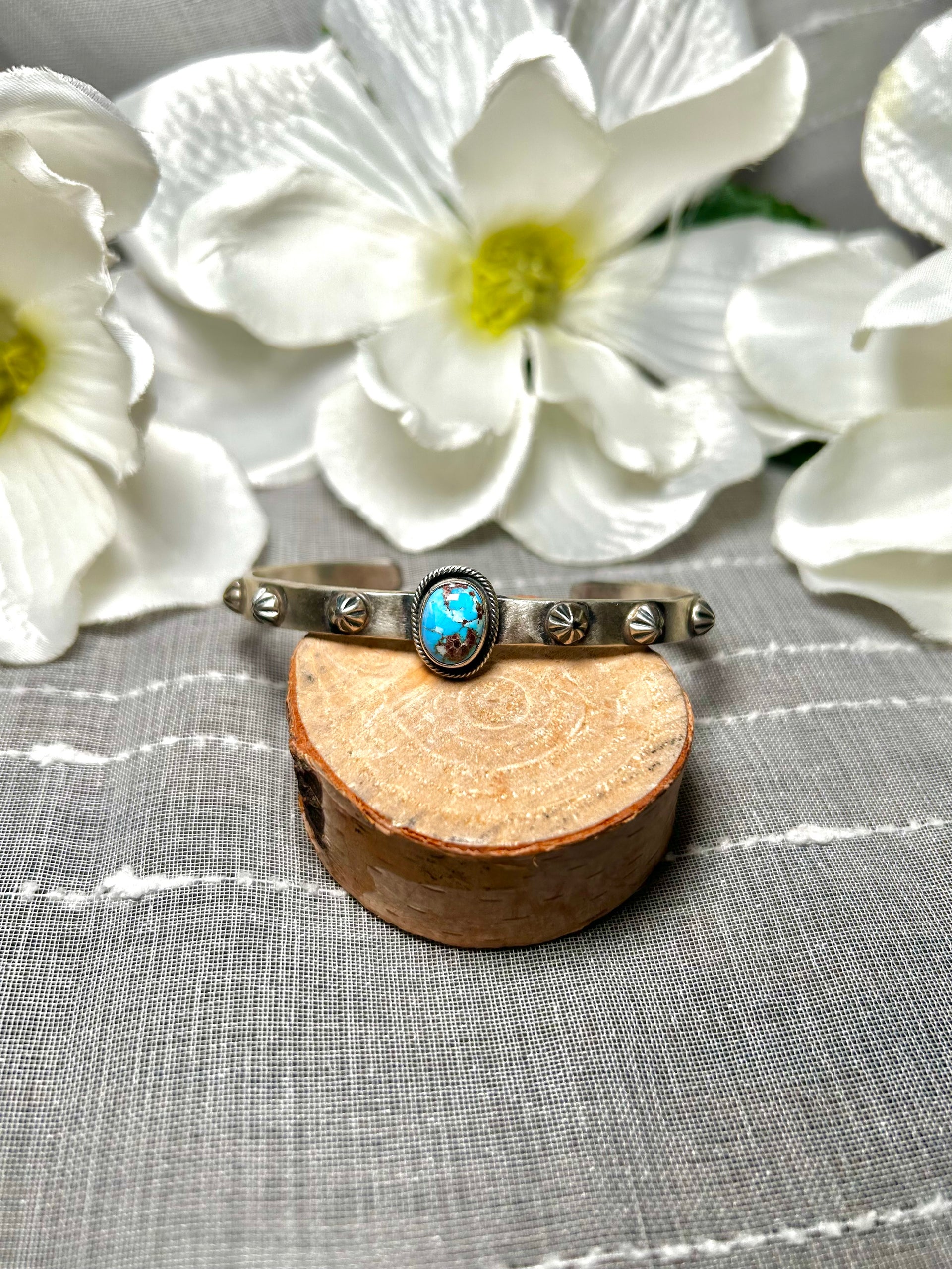 Jameson Garcia Navajo Made Golden Hill & Sterling Silver Cuff Bracelet