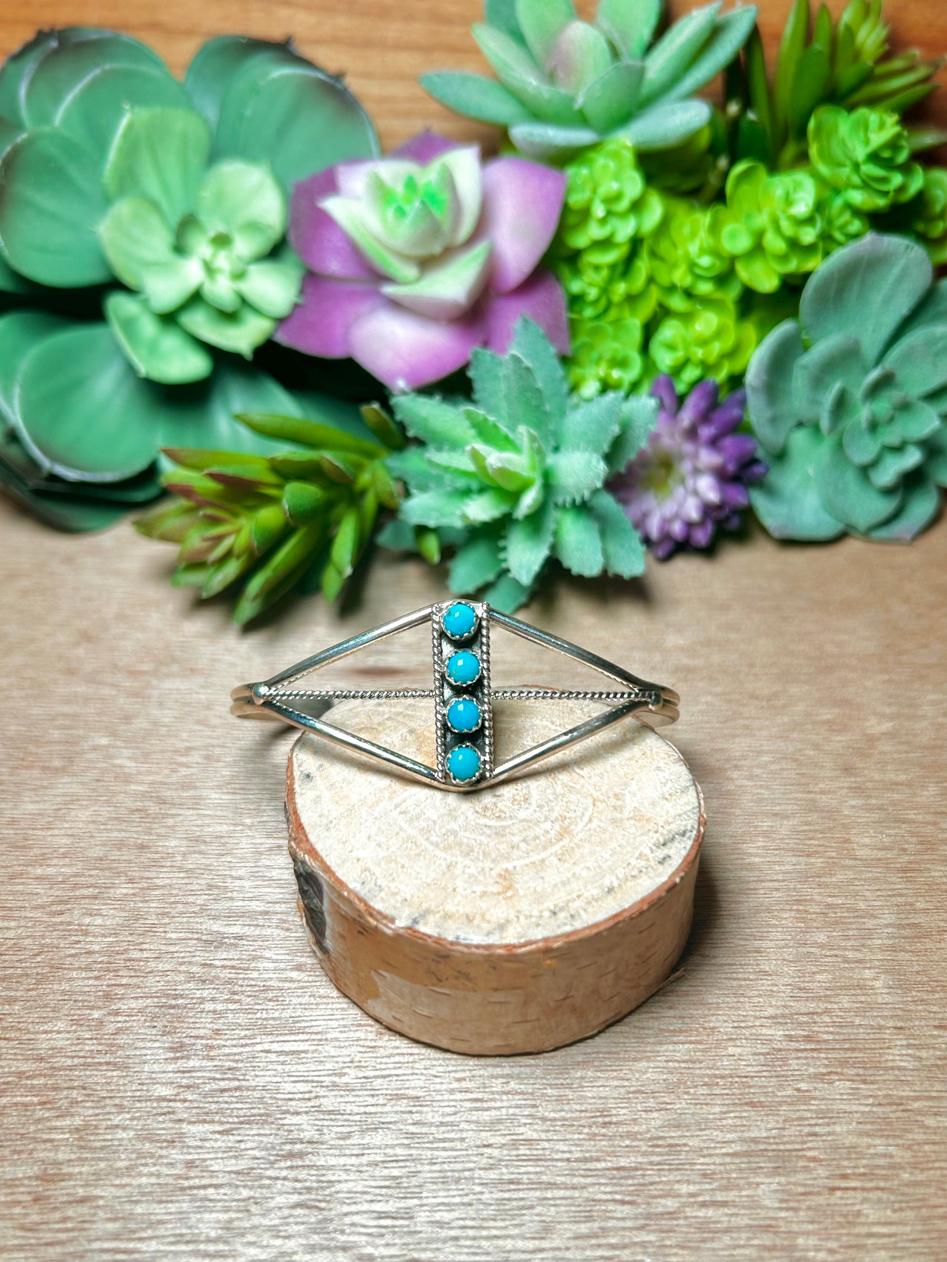 Navajo Made Kingman Turquoise & Sterling Silver Cuff Bracelet